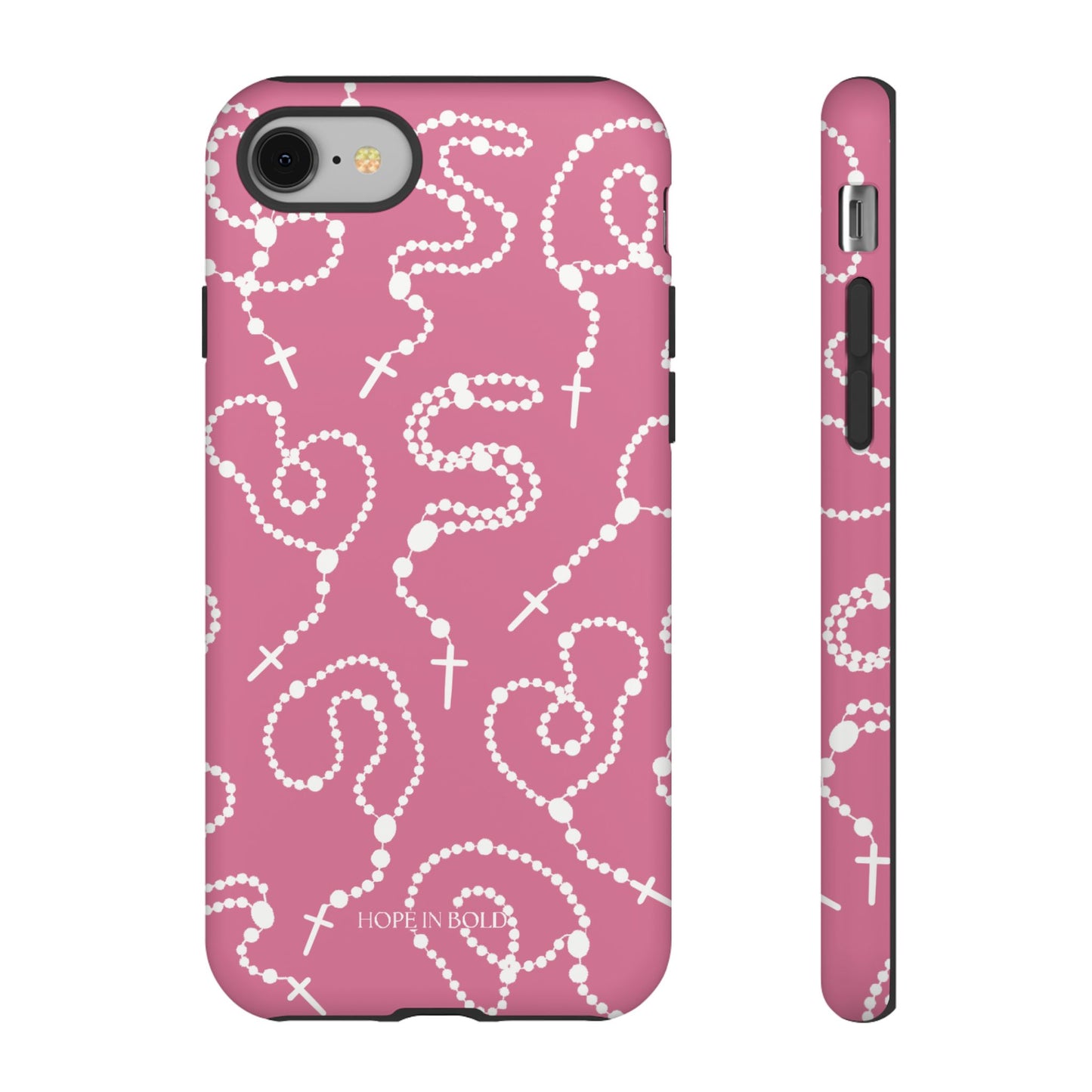 Rosary Phone Case in Pink/Ecru