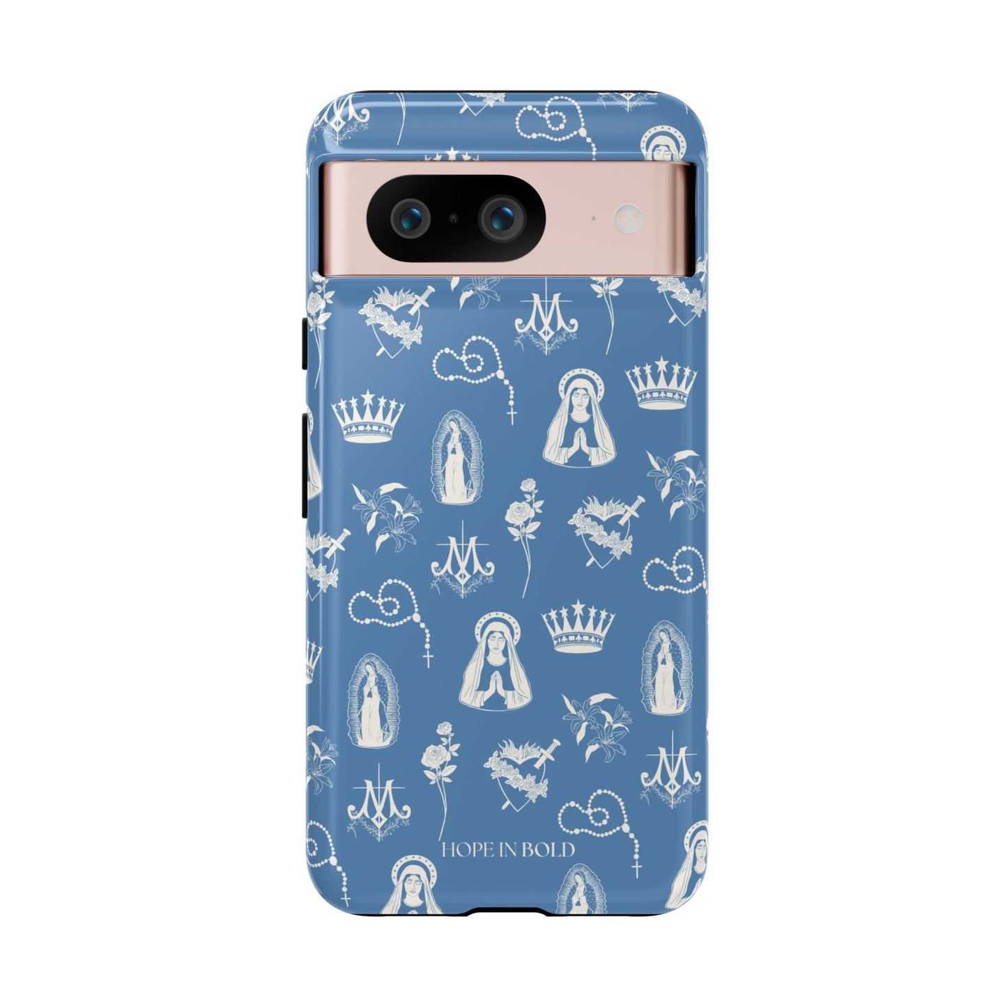 Virgin Mary Toile Phone Case in Sky/Ecru