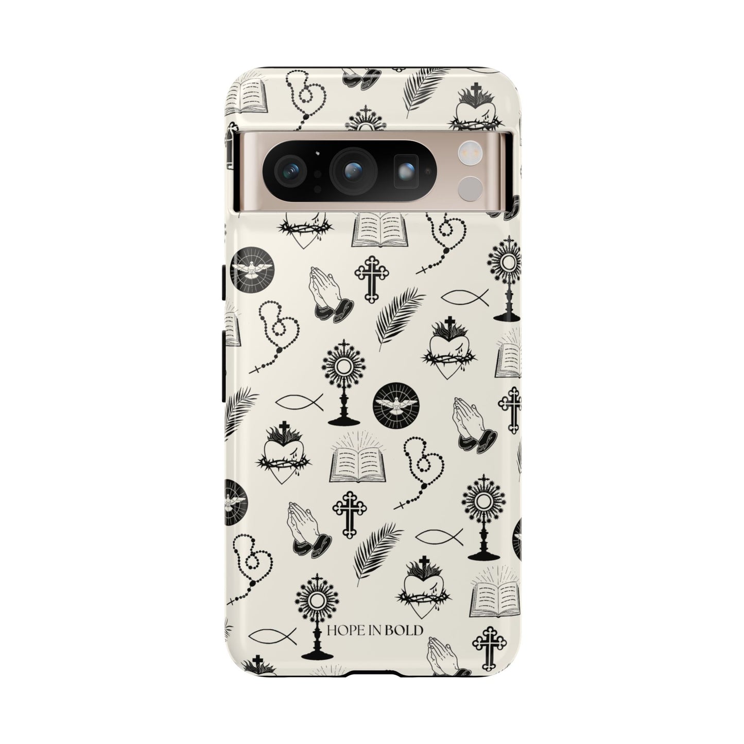 Catholic Toile Phone Case in Ecru/Black