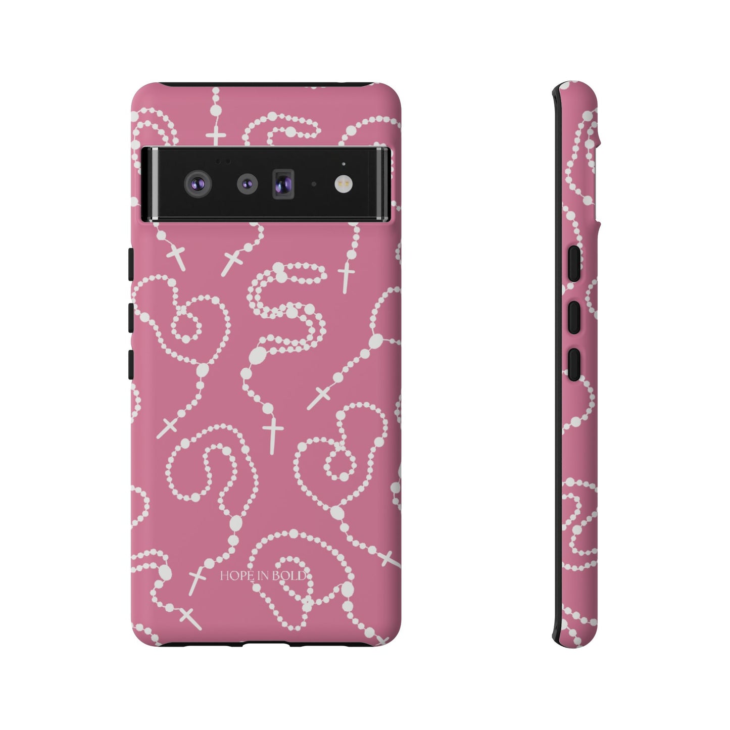 Rosary Phone Case in Pink/Ecru
