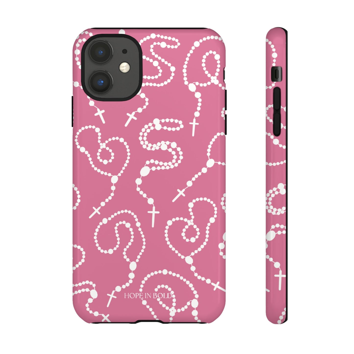 Rosary Phone Case in Pink/Ecru