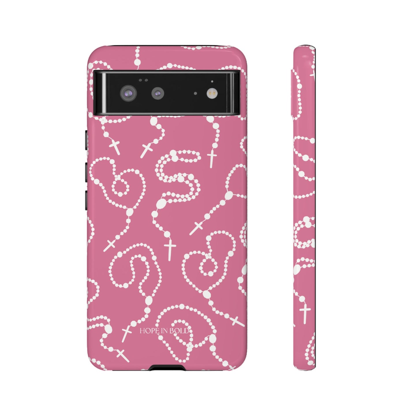 Rosary Phone Case in Pink/Ecru
