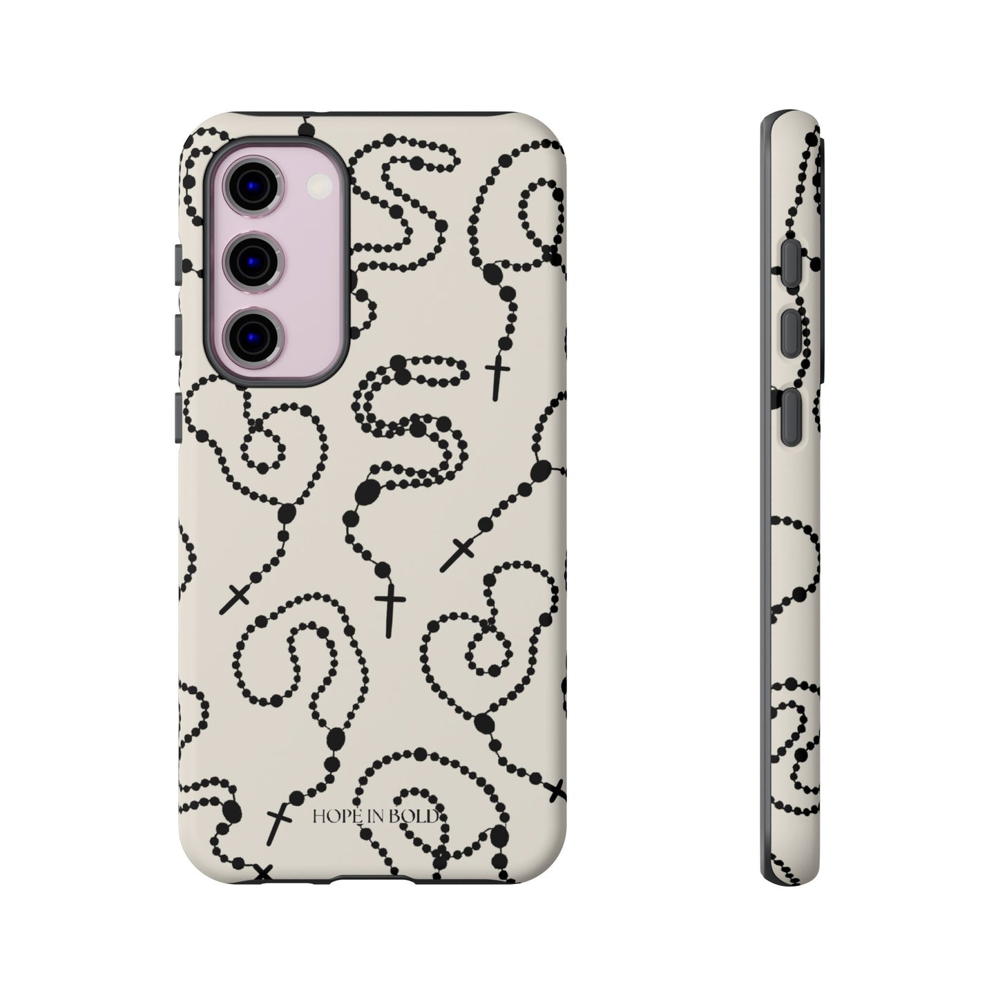 Rosary Phone Case in Ecru/Black