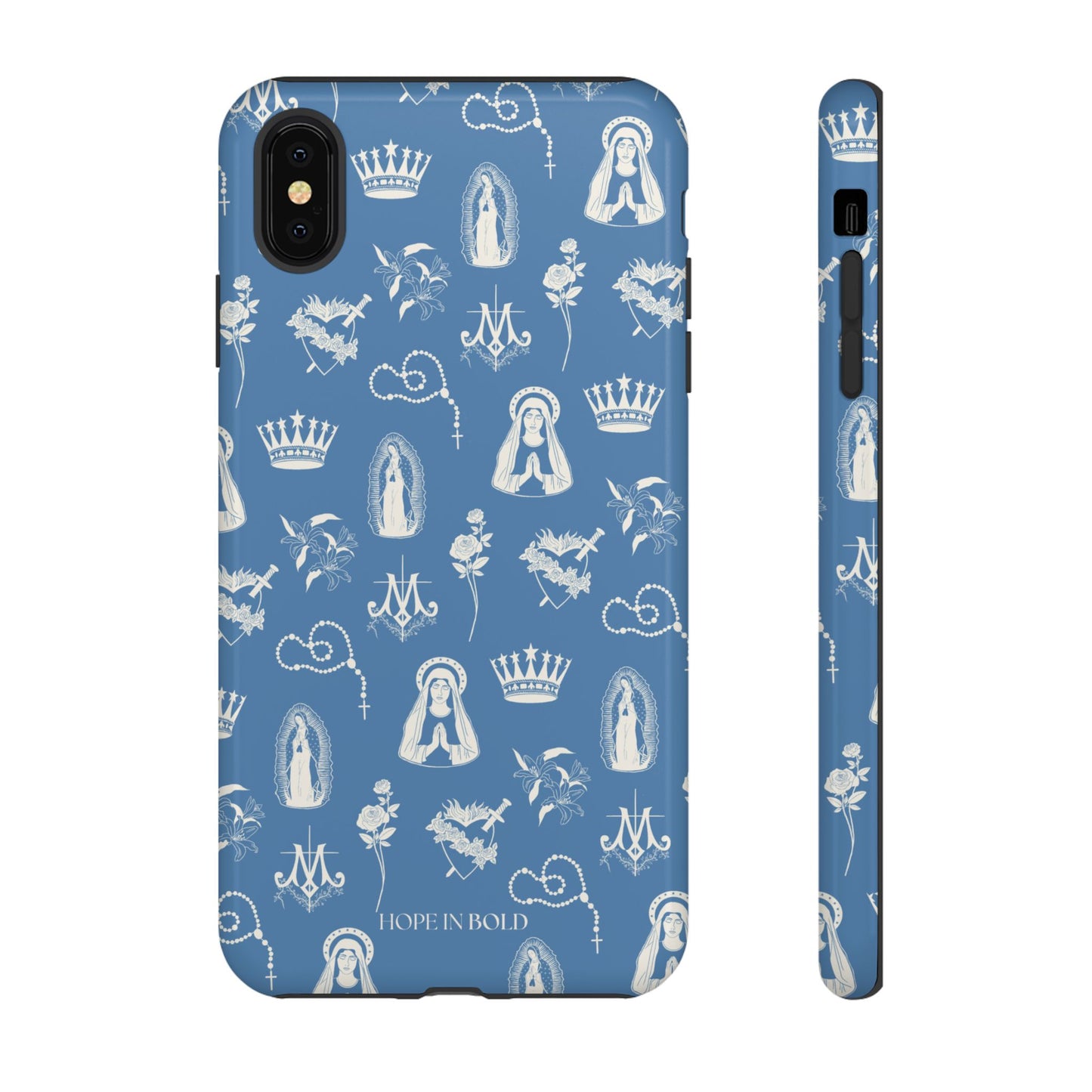 Virgin Mary Toile Phone Case in Sky/Ecru