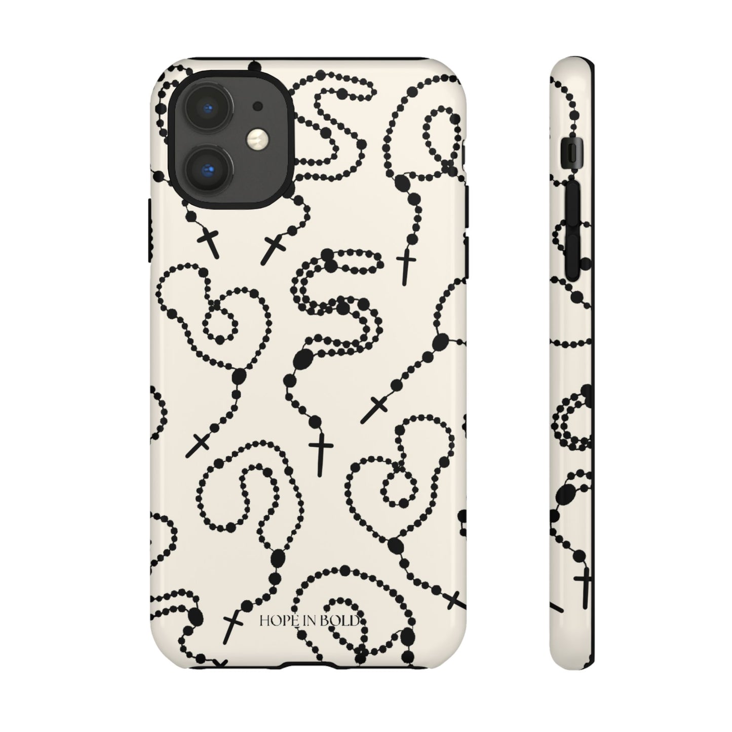 Rosary Phone Case in Ecru/Black