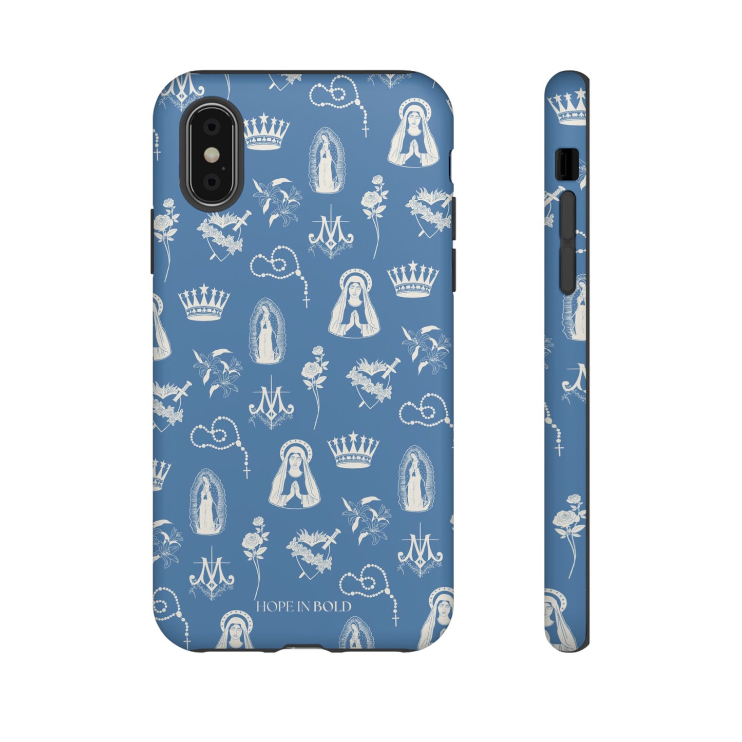 Virgin Mary Toile Phone Case in Sky/Ecru