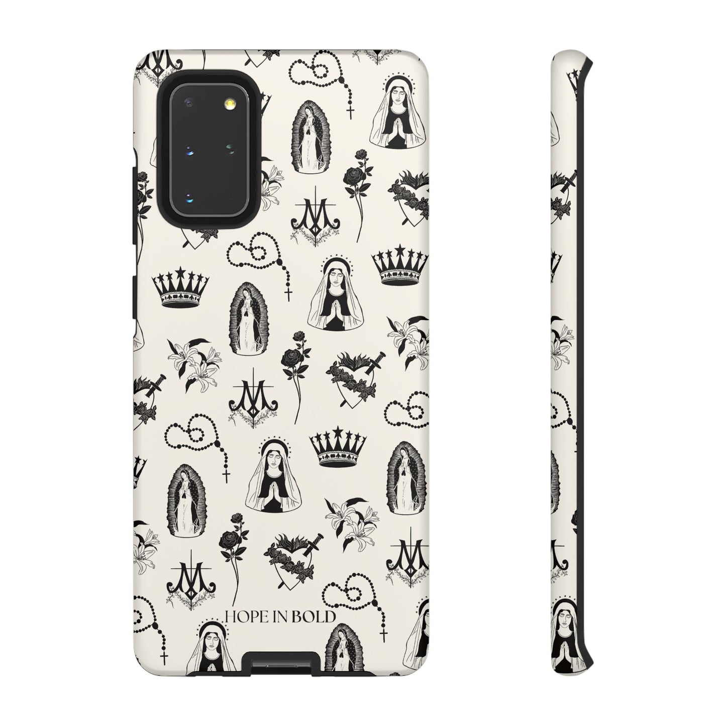 Virgin Mary Toile Phone Case in Ecru/Black