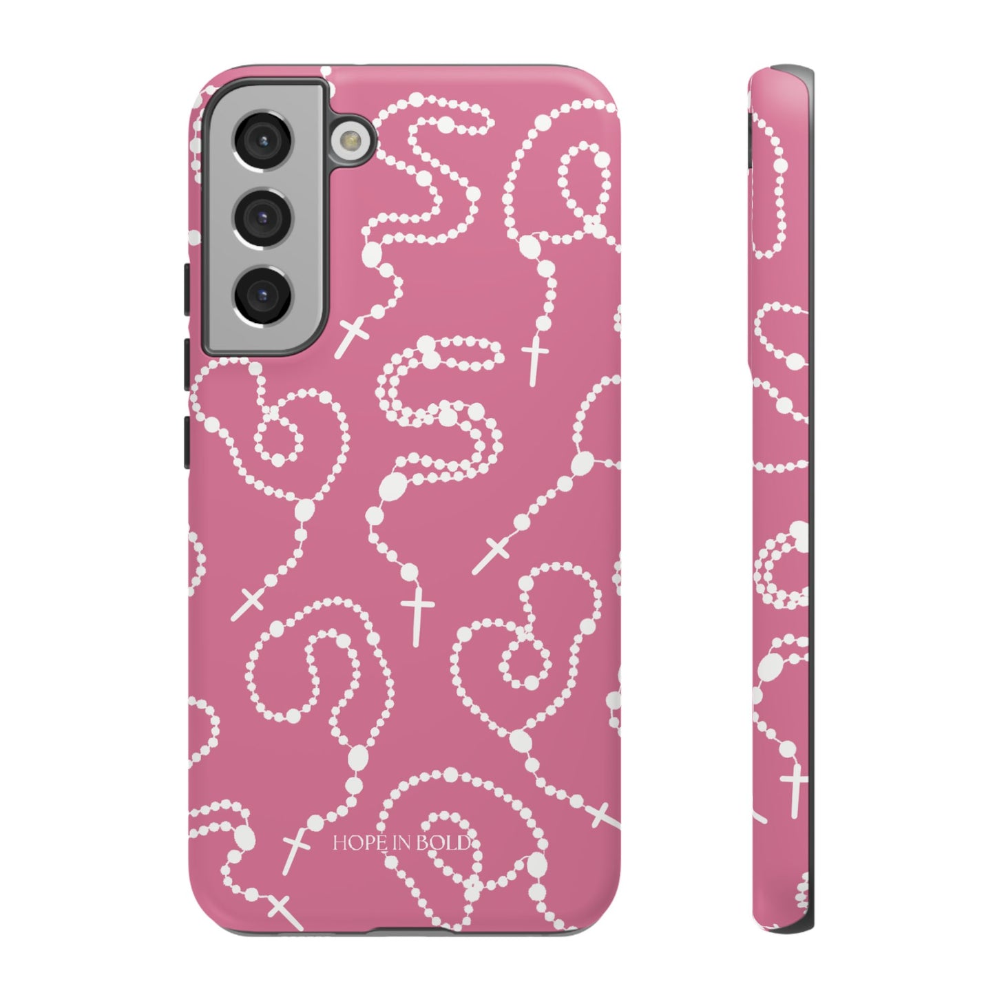 Rosary Phone Case in Pink/Ecru
