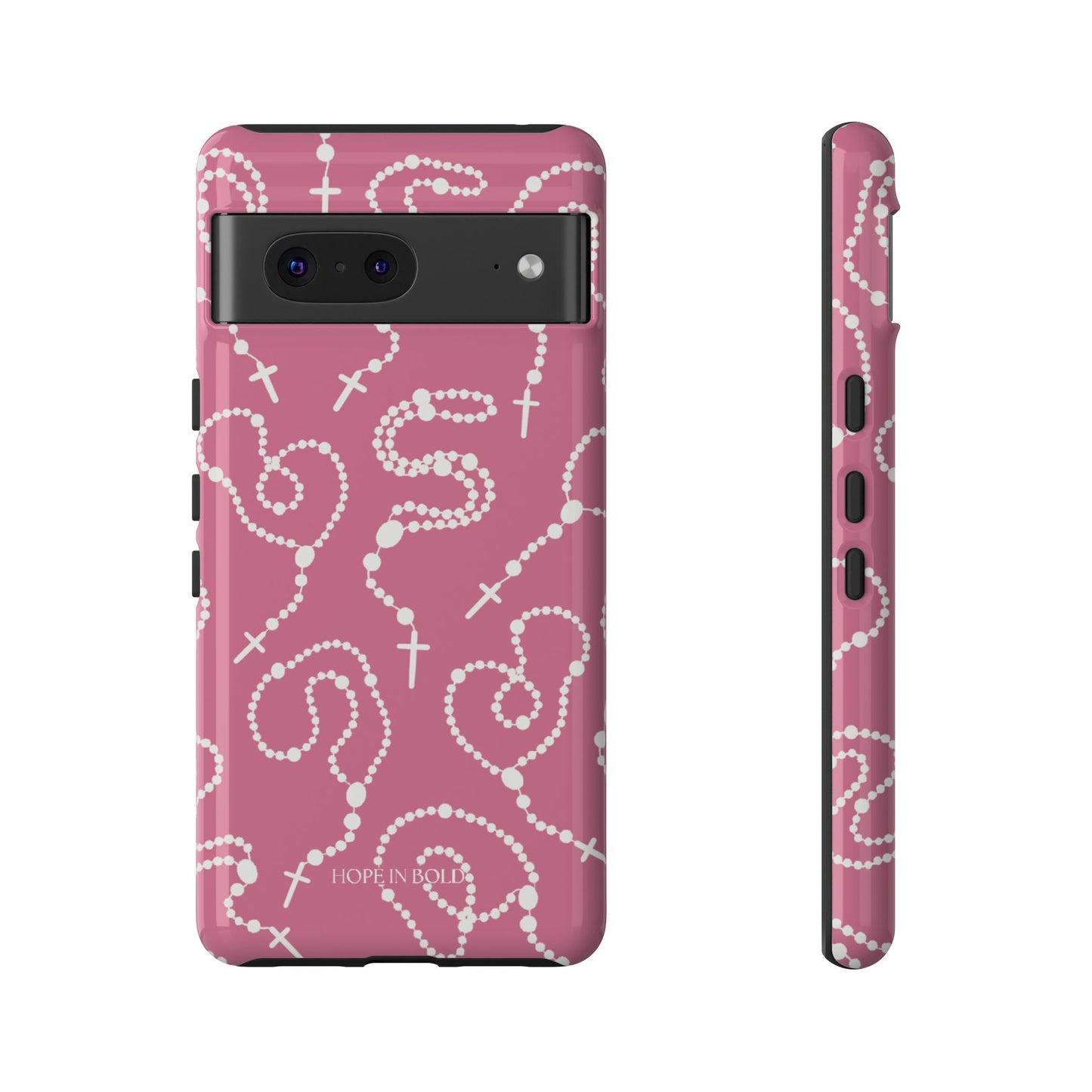 Rosary Phone Case in Pink/Ecru