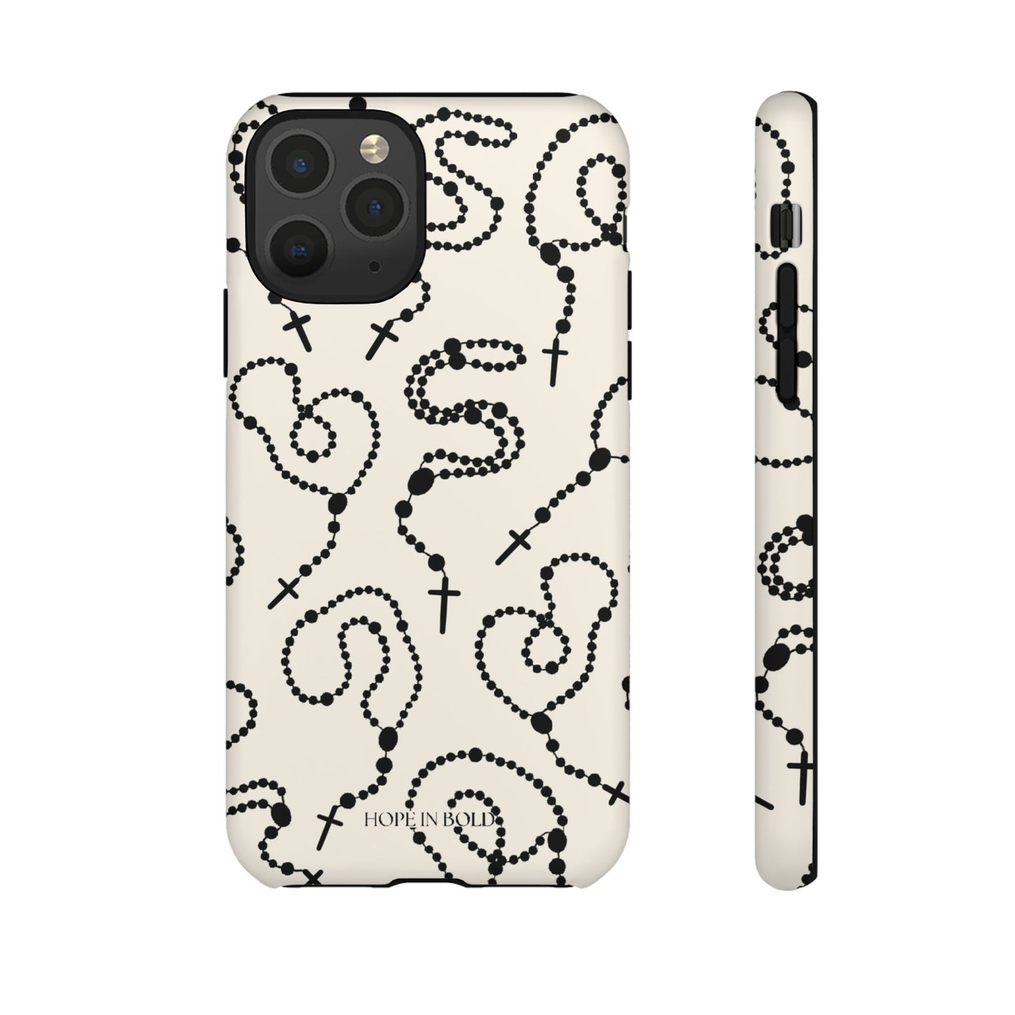 Rosary Phone Case in Ecru/Black