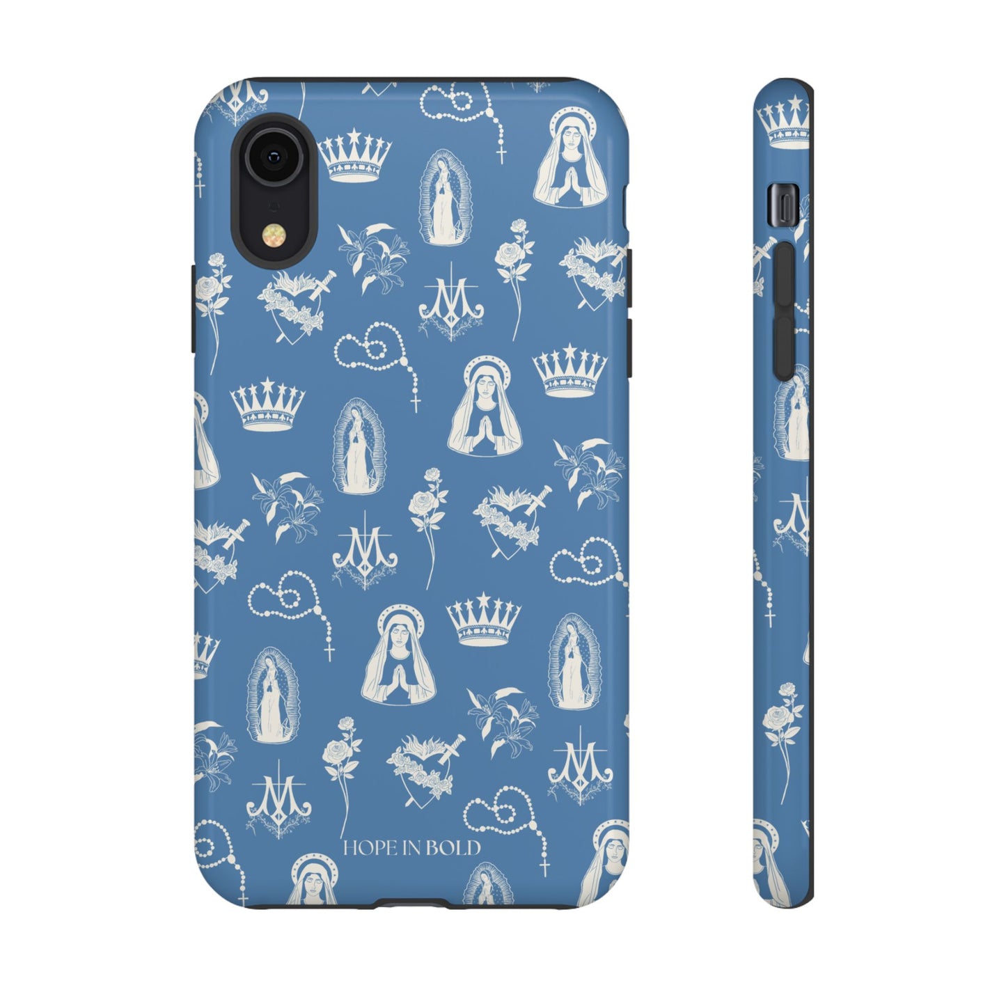 Virgin Mary Toile Phone Case in Sky/Ecru