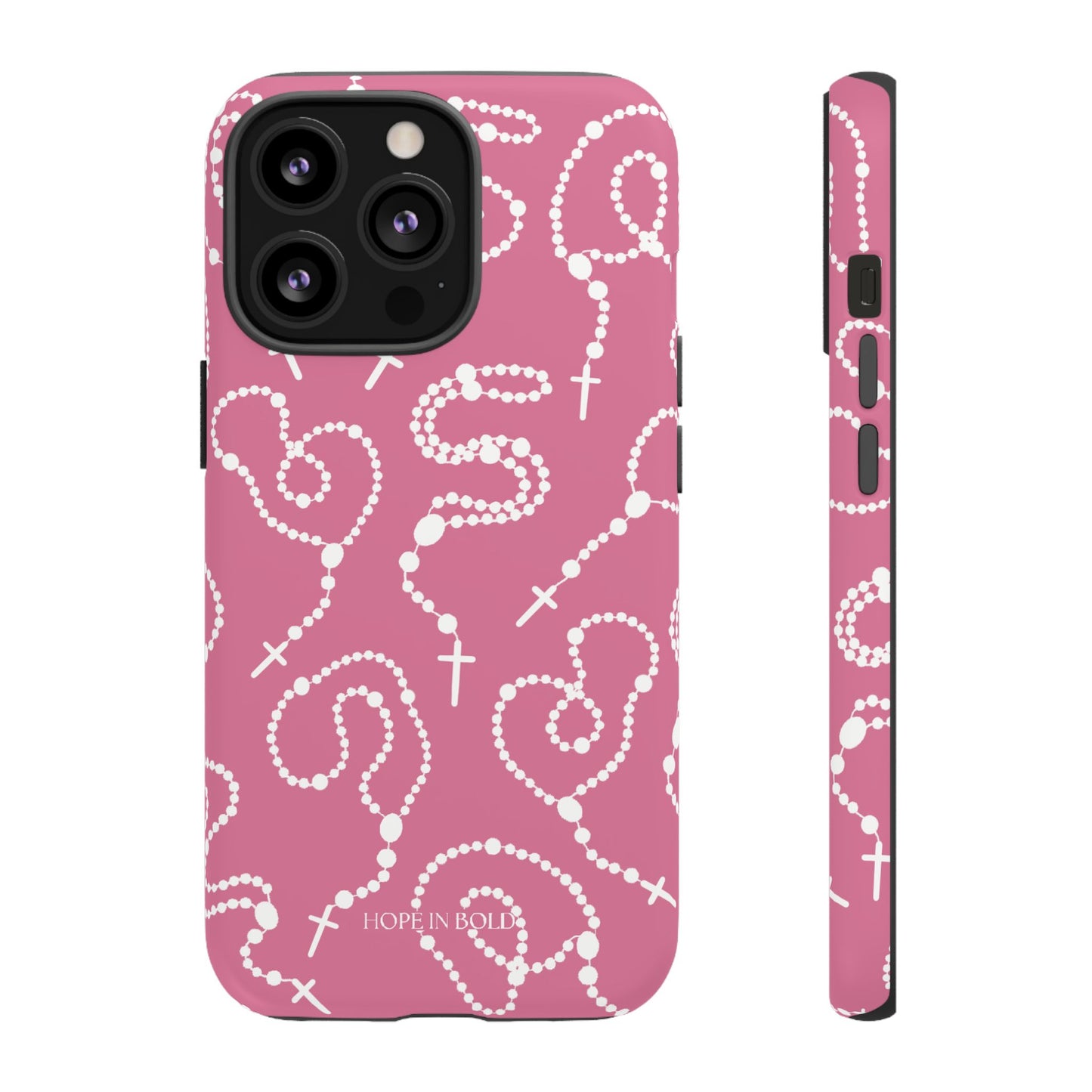 Rosary Phone Case in Pink/Ecru