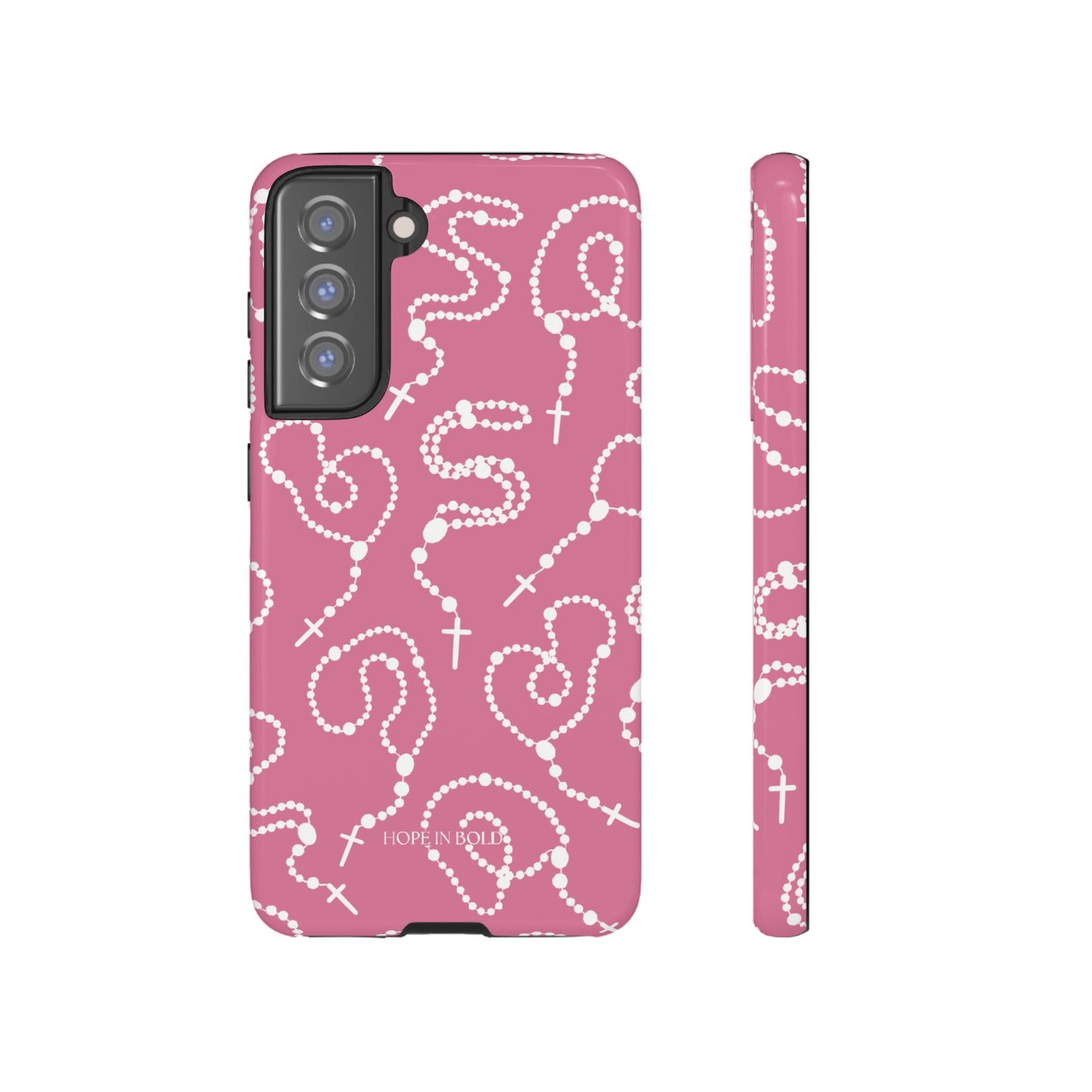 Rosary Phone Case in Pink/Ecru