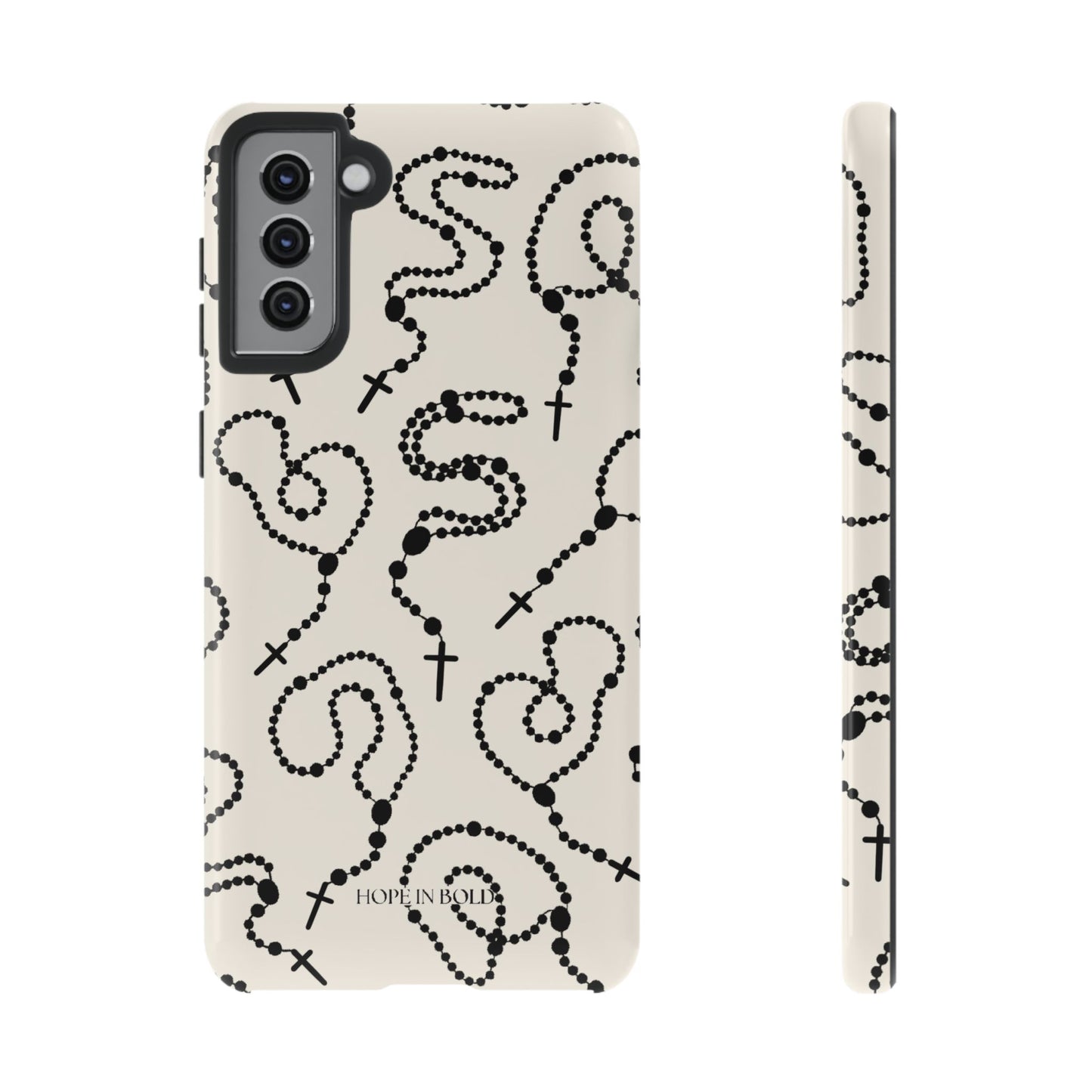Rosary Phone Case in Ecru/Black