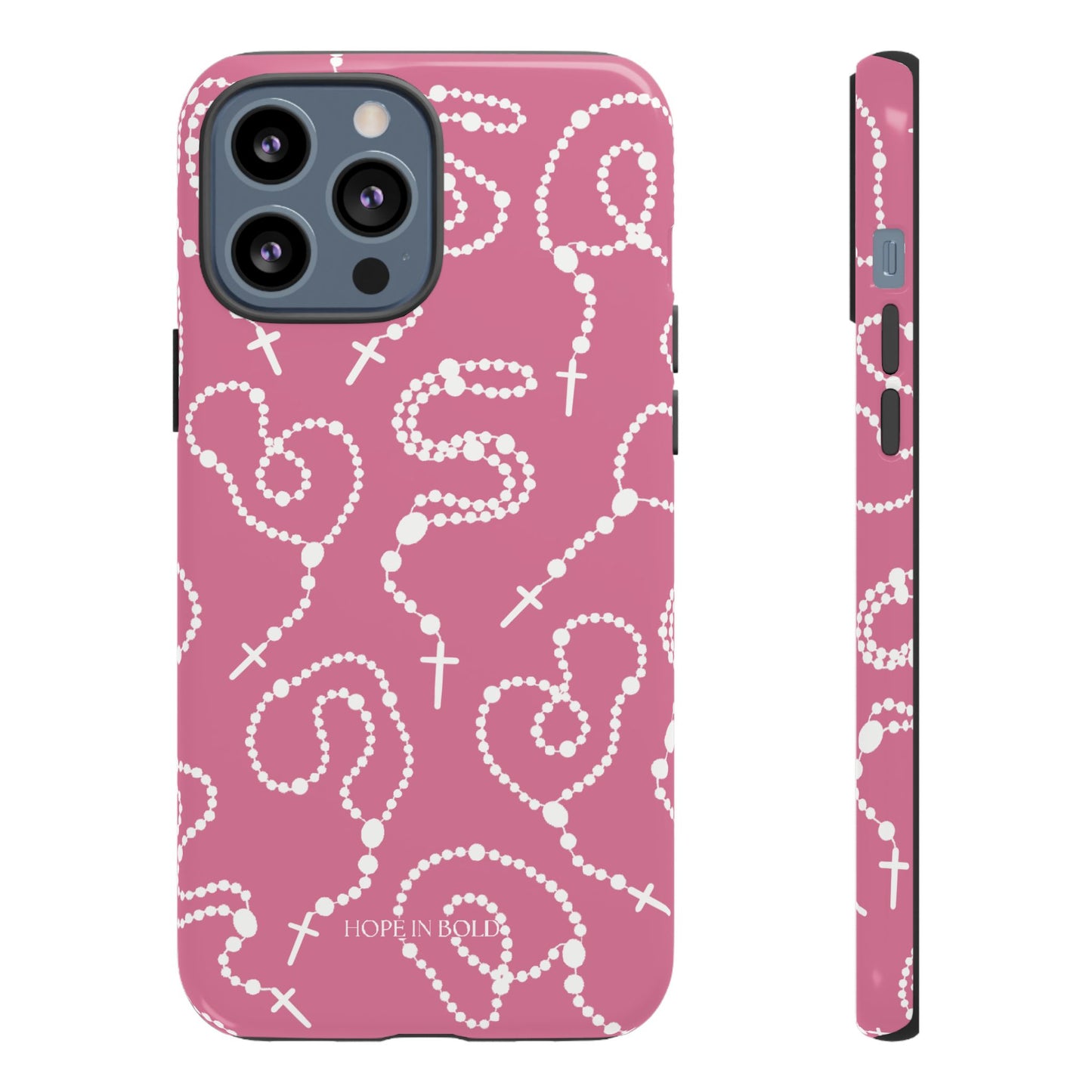Rosary Phone Case in Pink/Ecru