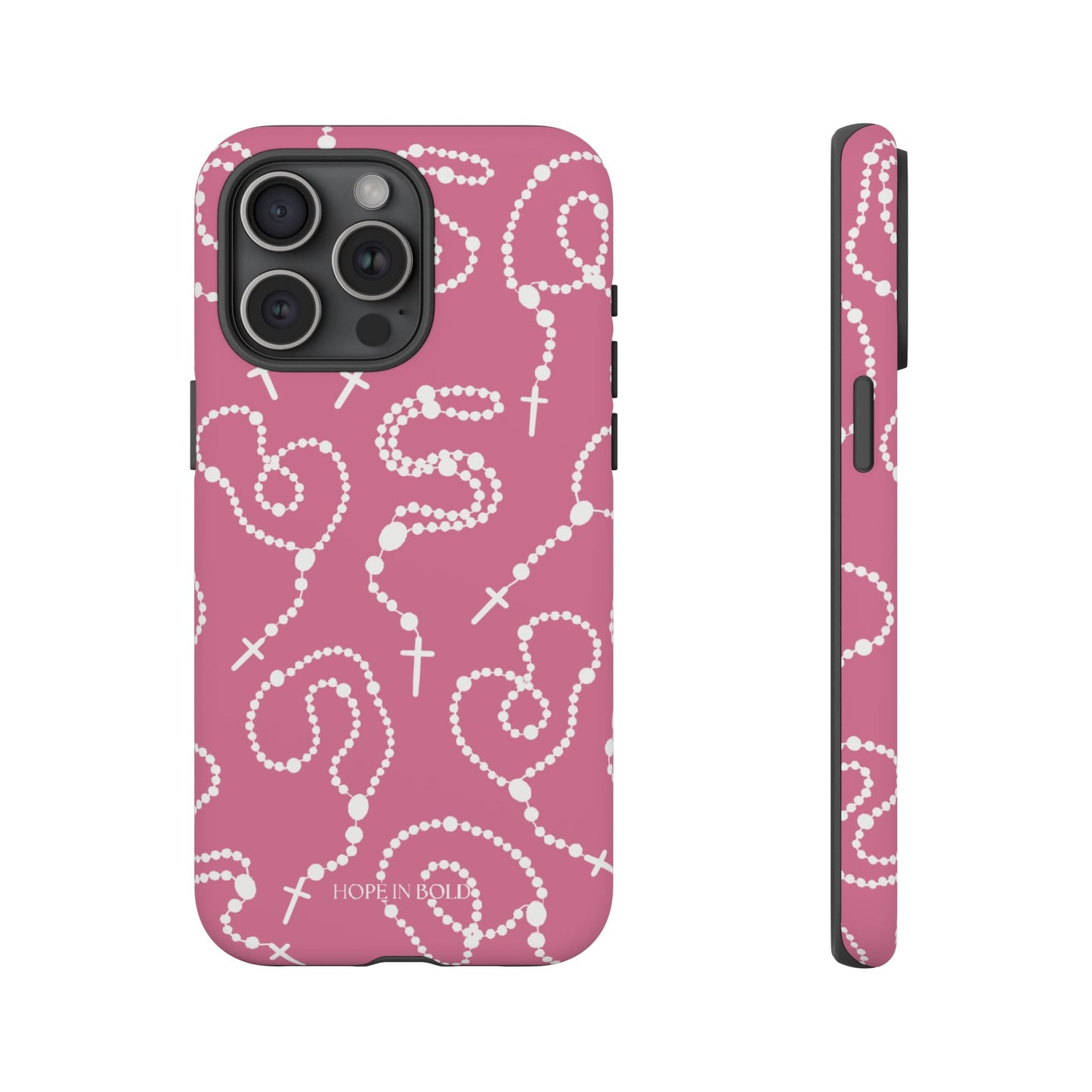 Rosary Phone Case in Pink/Ecru