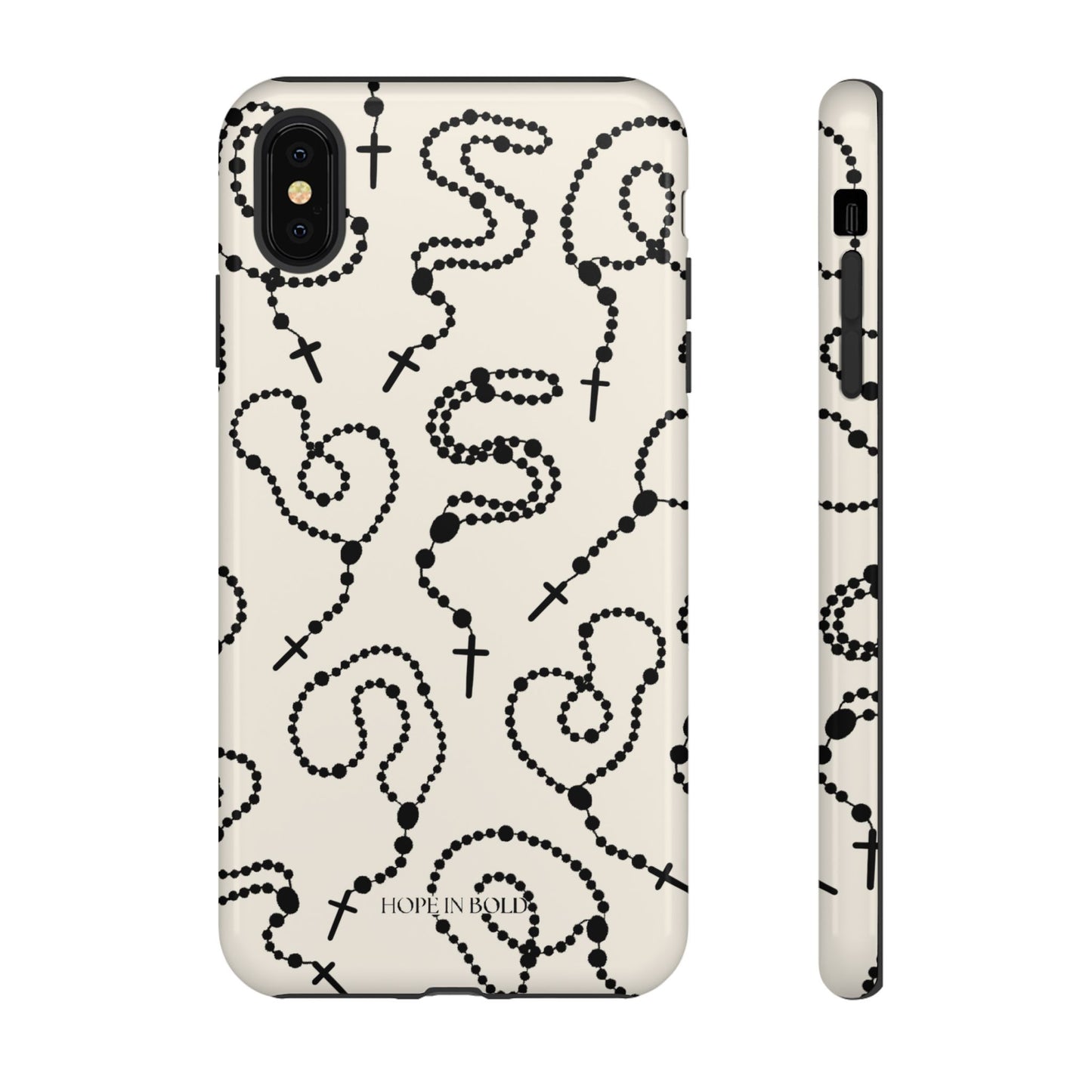 Rosary Phone Case in Ecru/Black