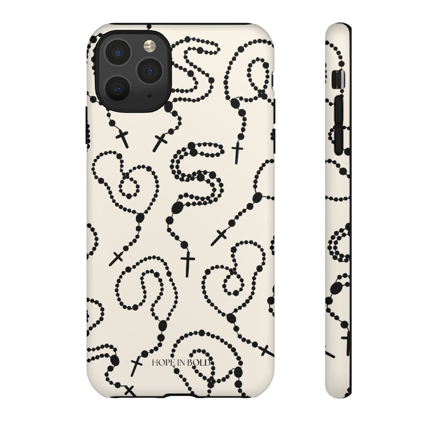 Rosary Phone Case in Ecru/Black