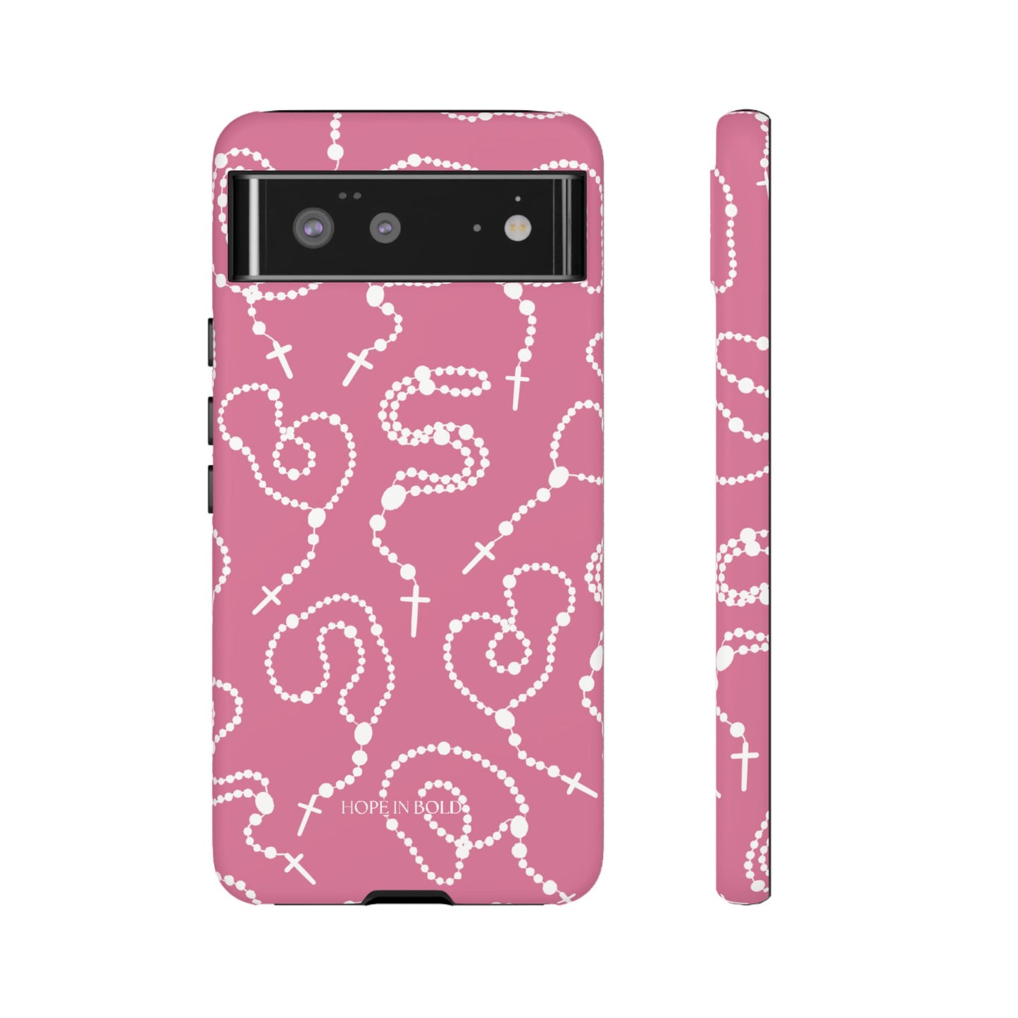 Rosary Phone Case in Pink/Ecru