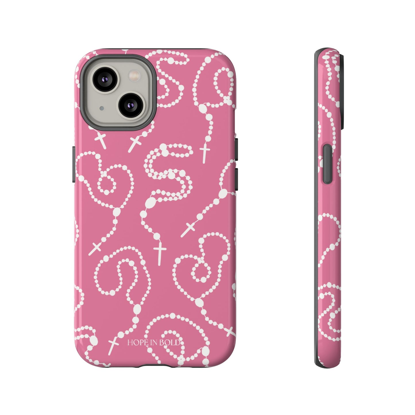 Rosary Phone Case in Pink/Ecru