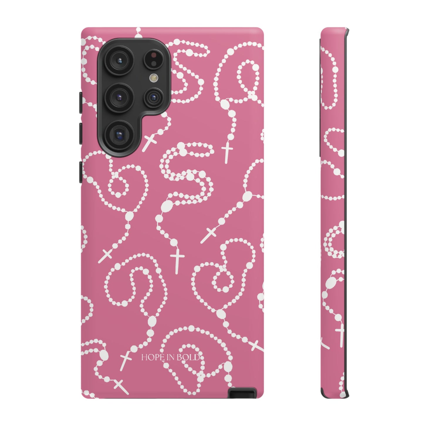 Rosary Phone Case in Pink/Ecru