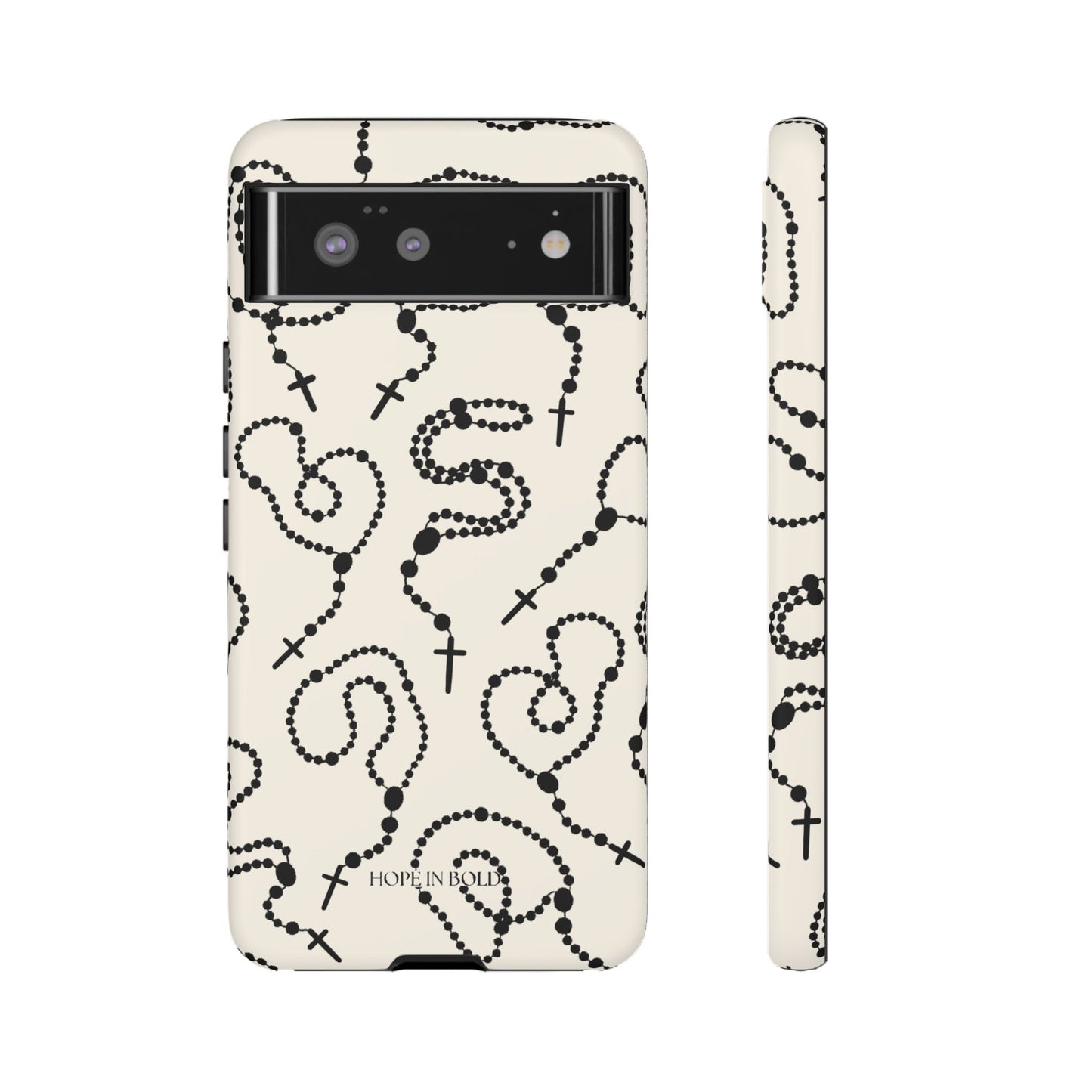Rosary Phone Case in Ecru/Black