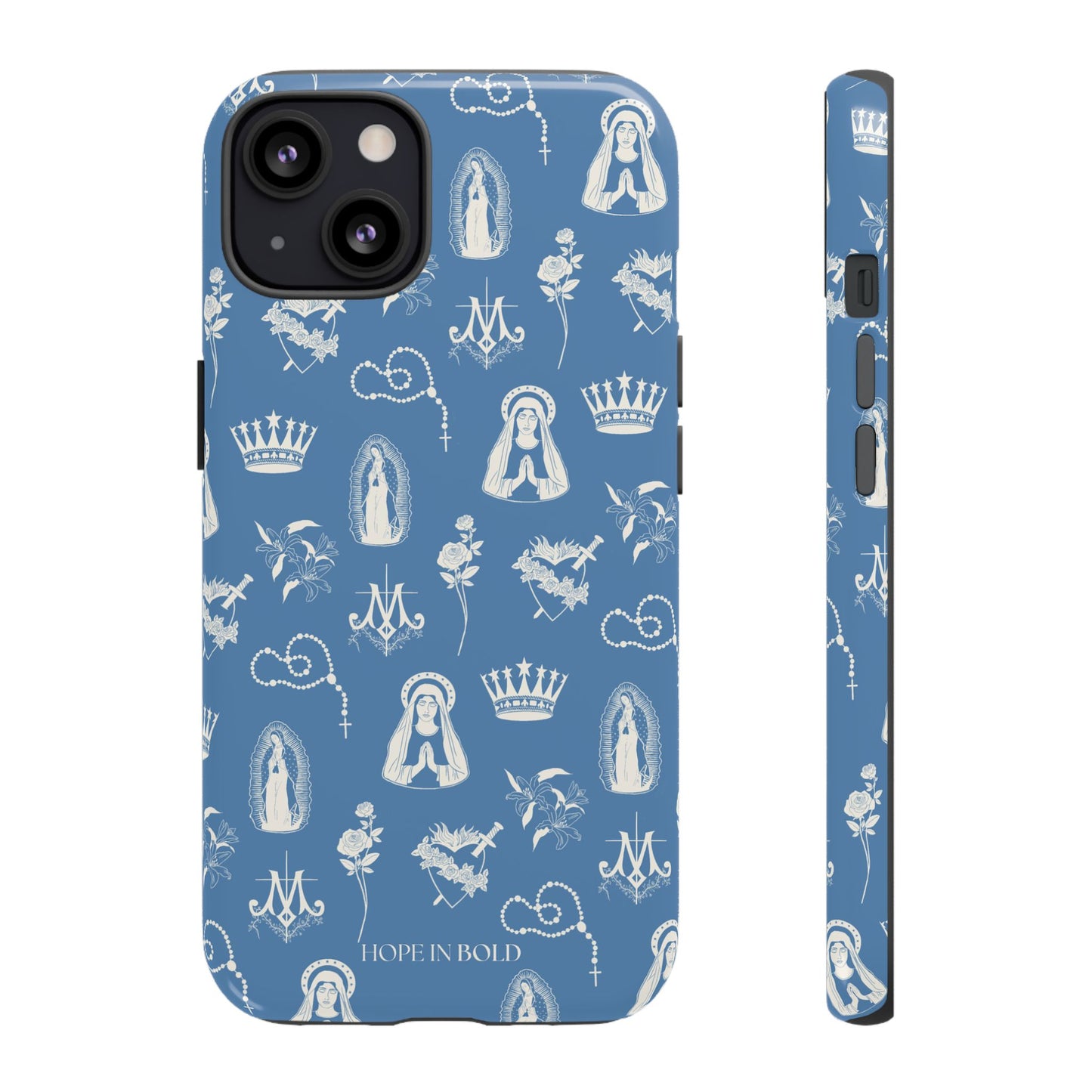 Virgin Mary Toile Phone Case in Sky/Ecru