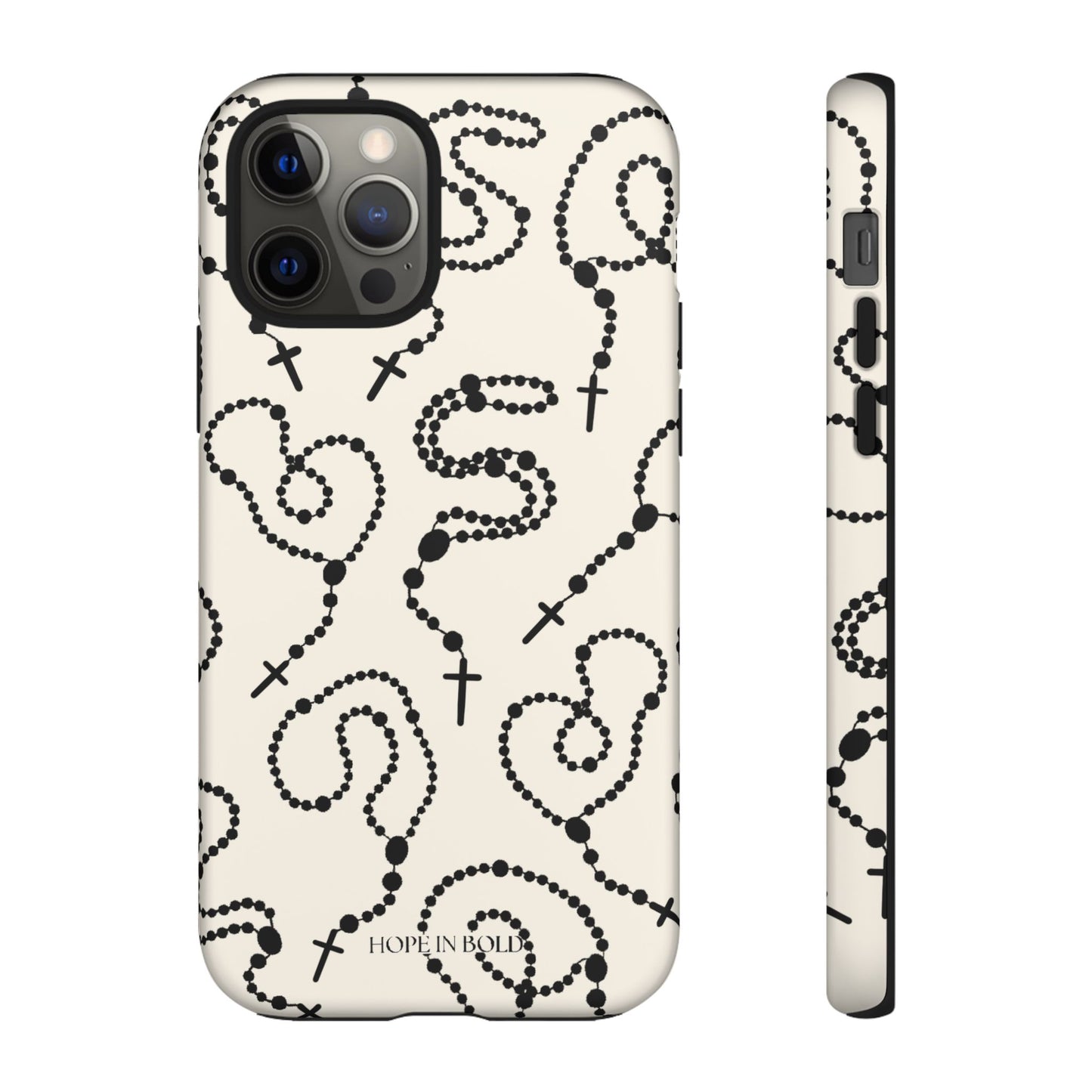 Rosary Phone Case in Ecru/Black
