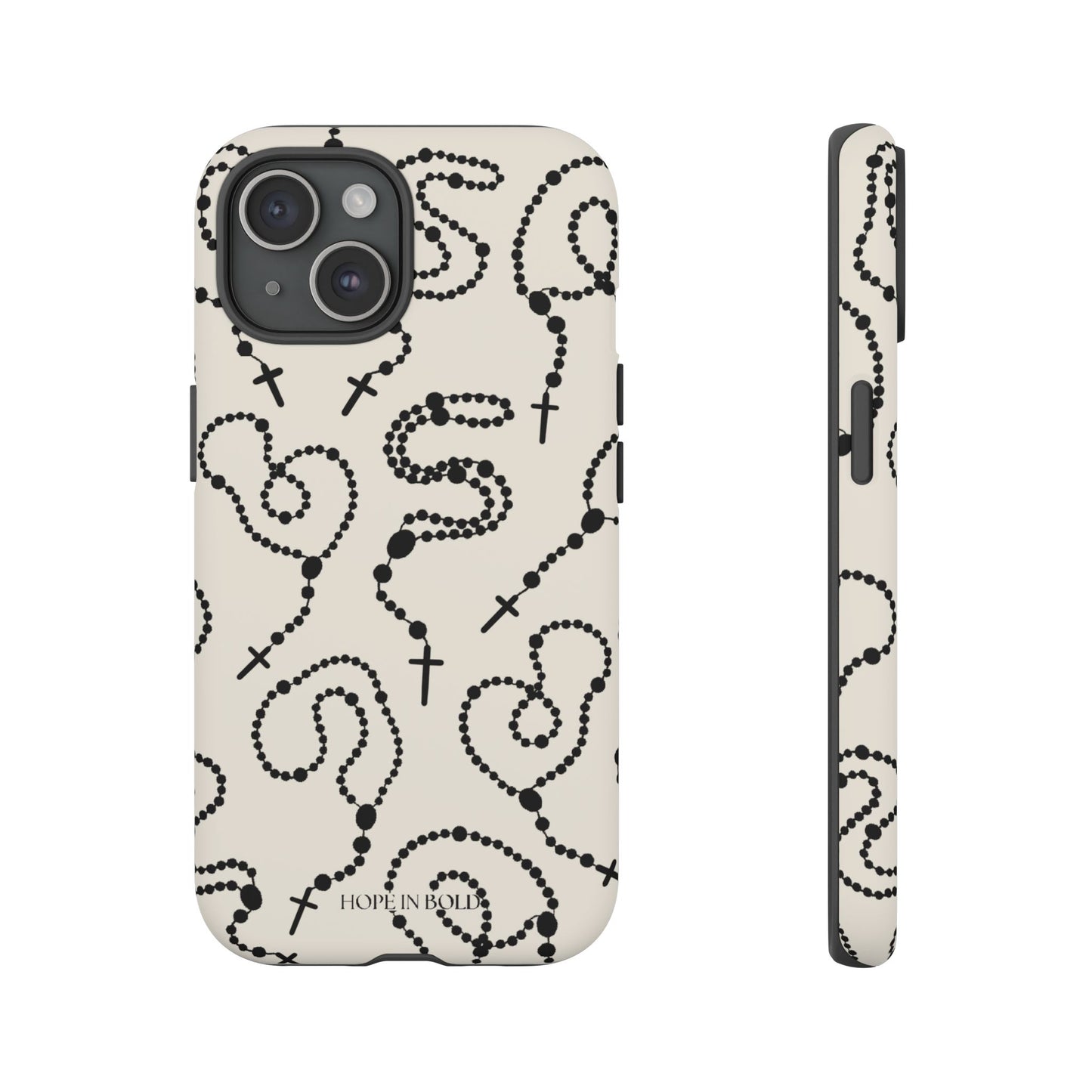 Rosary Phone Case in Ecru/Black