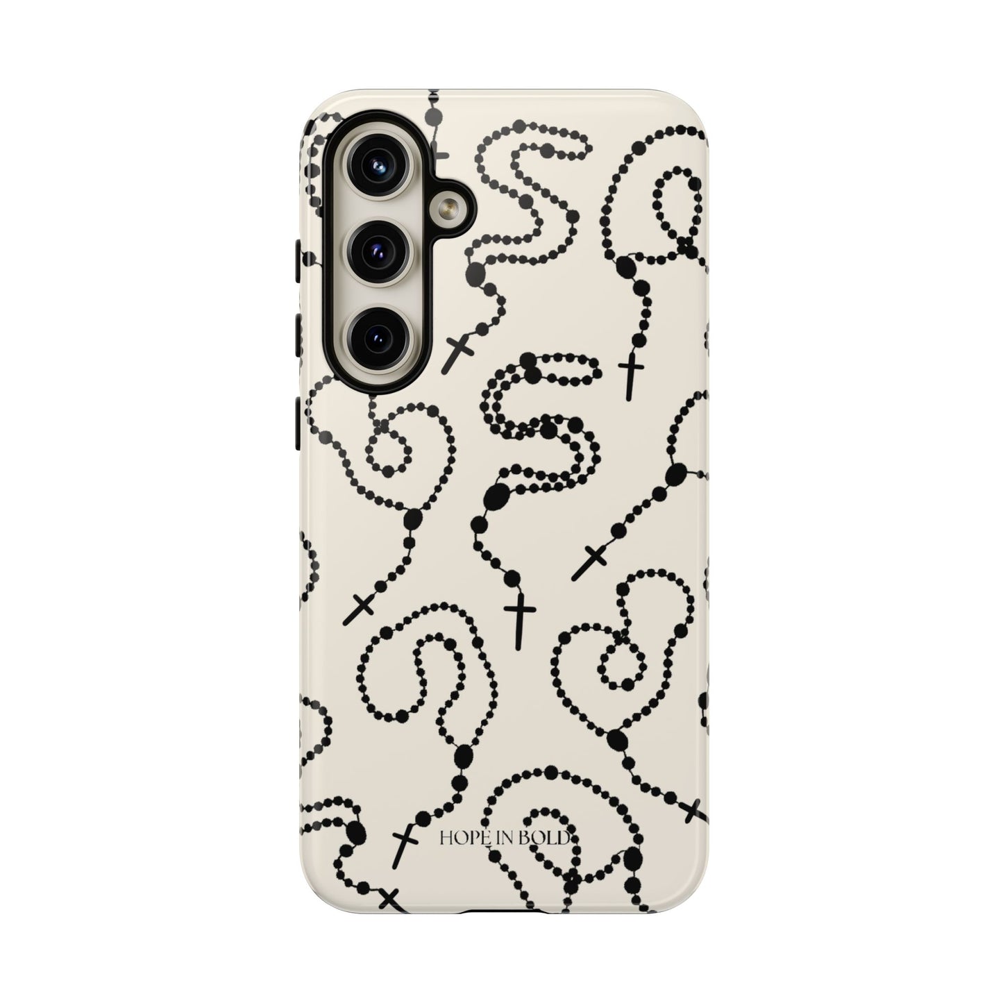 Rosary Phone Case in Ecru/Black