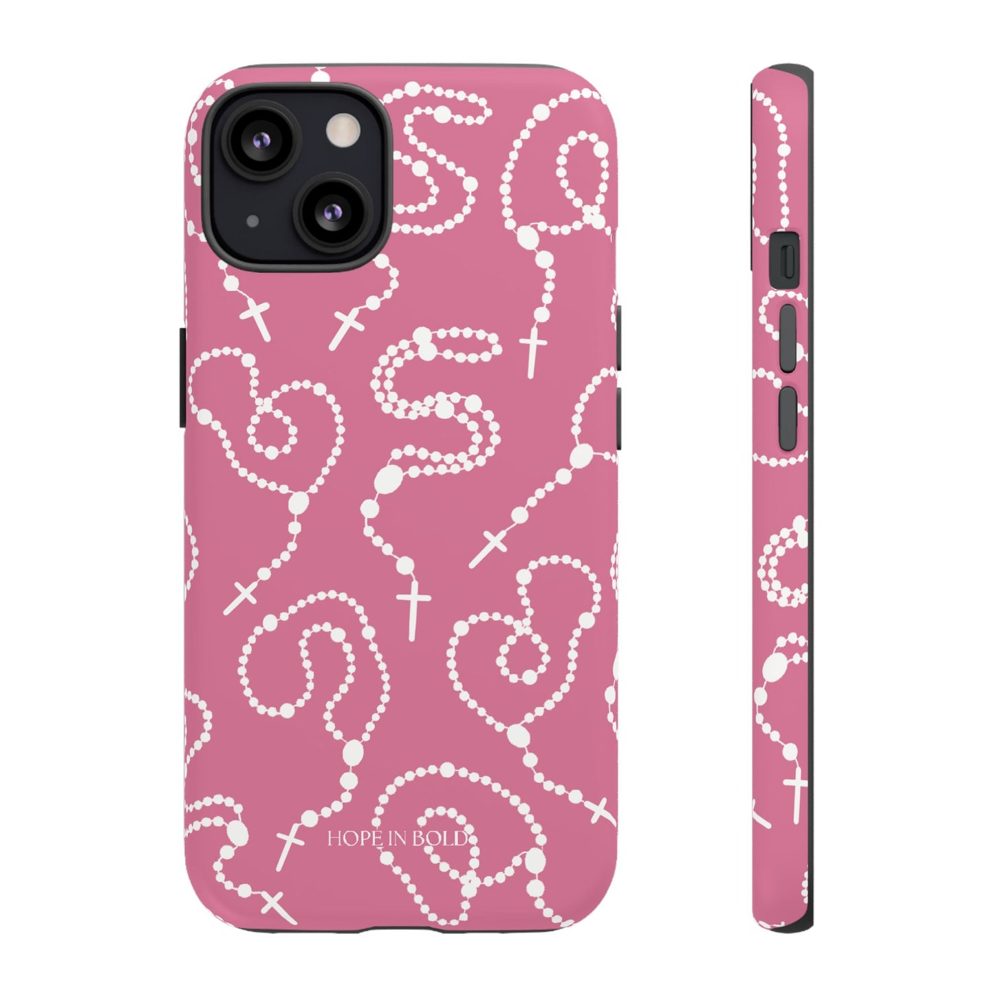 Rosary Phone Case in Pink/Ecru