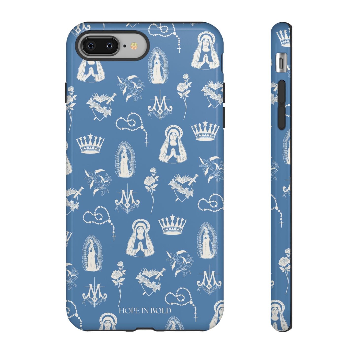Virgin Mary Toile Phone Case in Sky/Ecru