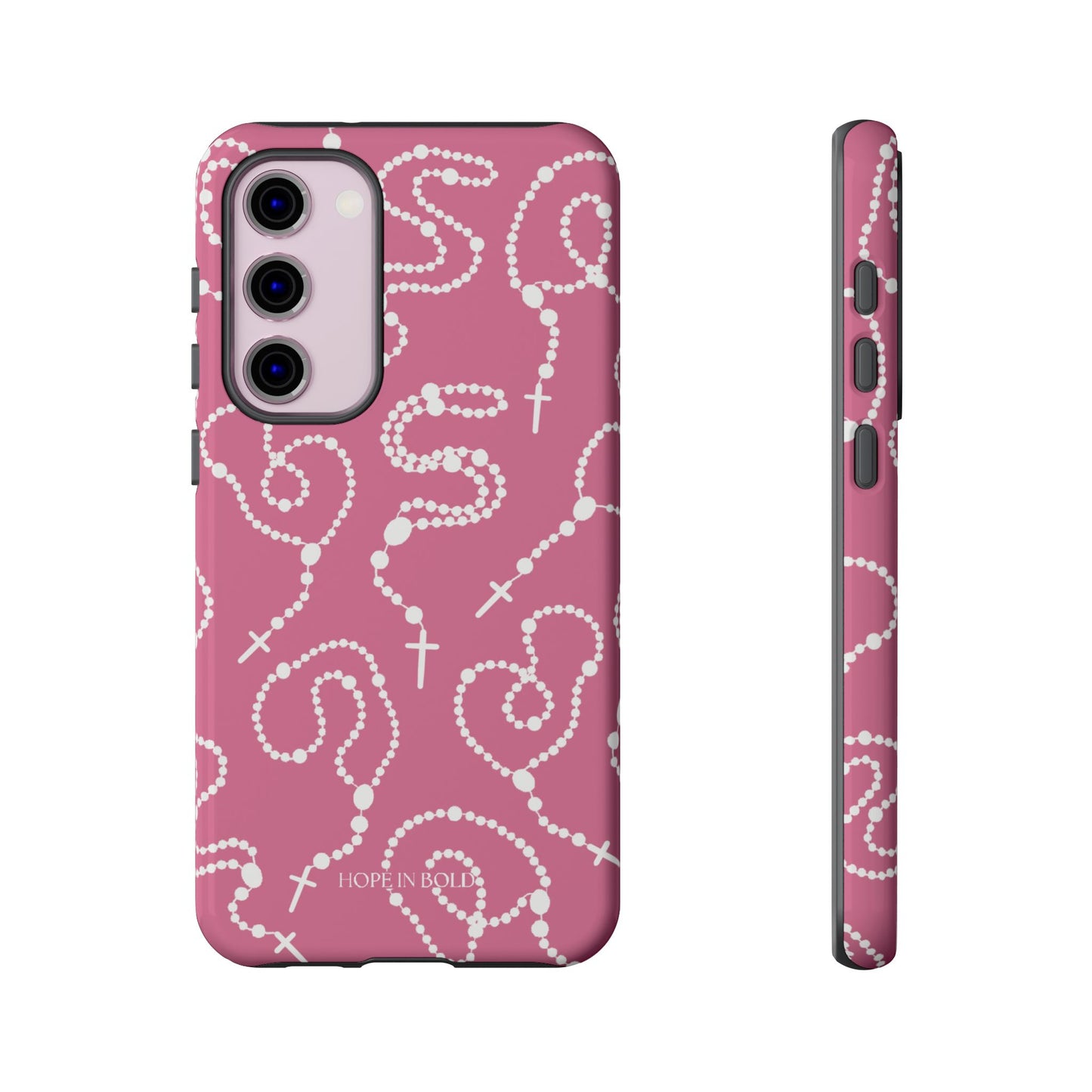 Rosary Phone Case in Pink/Ecru