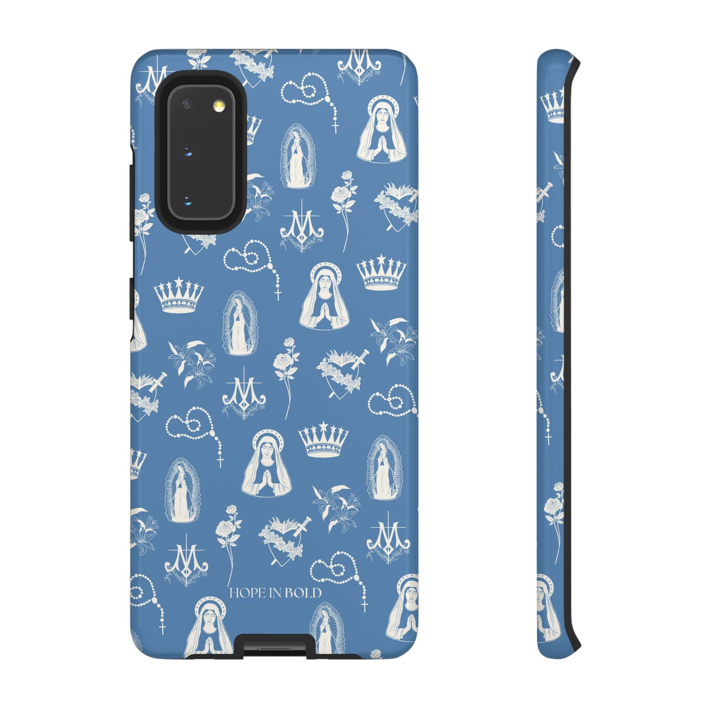 Virgin Mary Toile Phone Case in Sky/Ecru