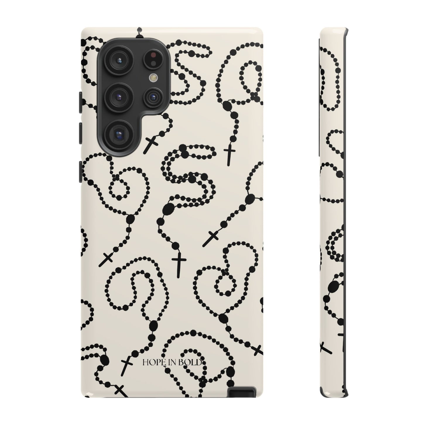 Rosary Phone Case in Ecru/Black