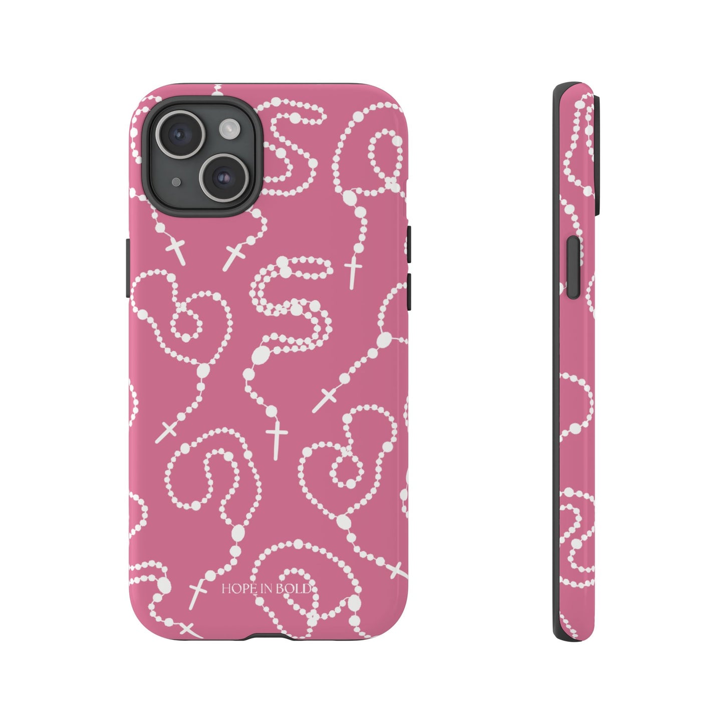 Rosary Phone Case in Pink/Ecru