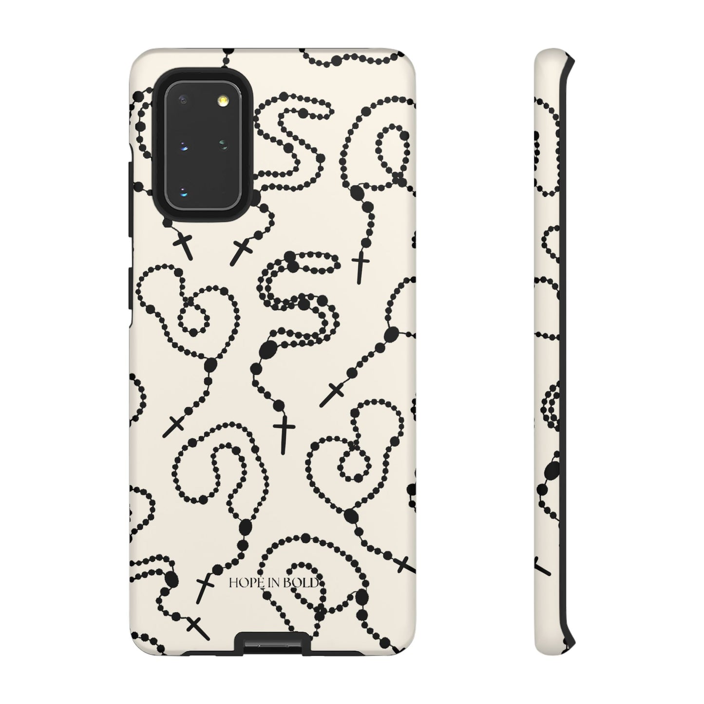 Rosary Phone Case in Ecru/Black