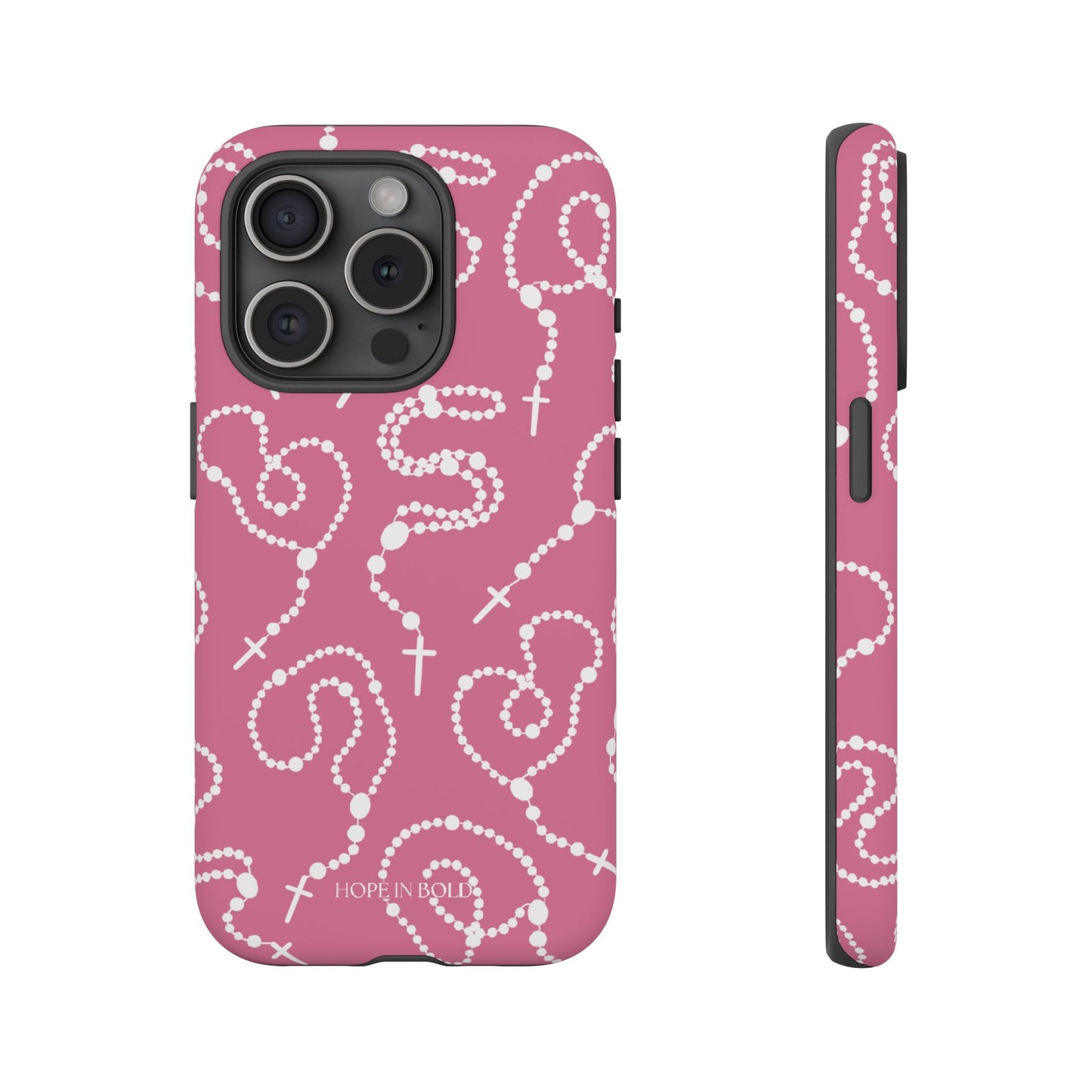 Rosary Phone Case in Pink/Ecru