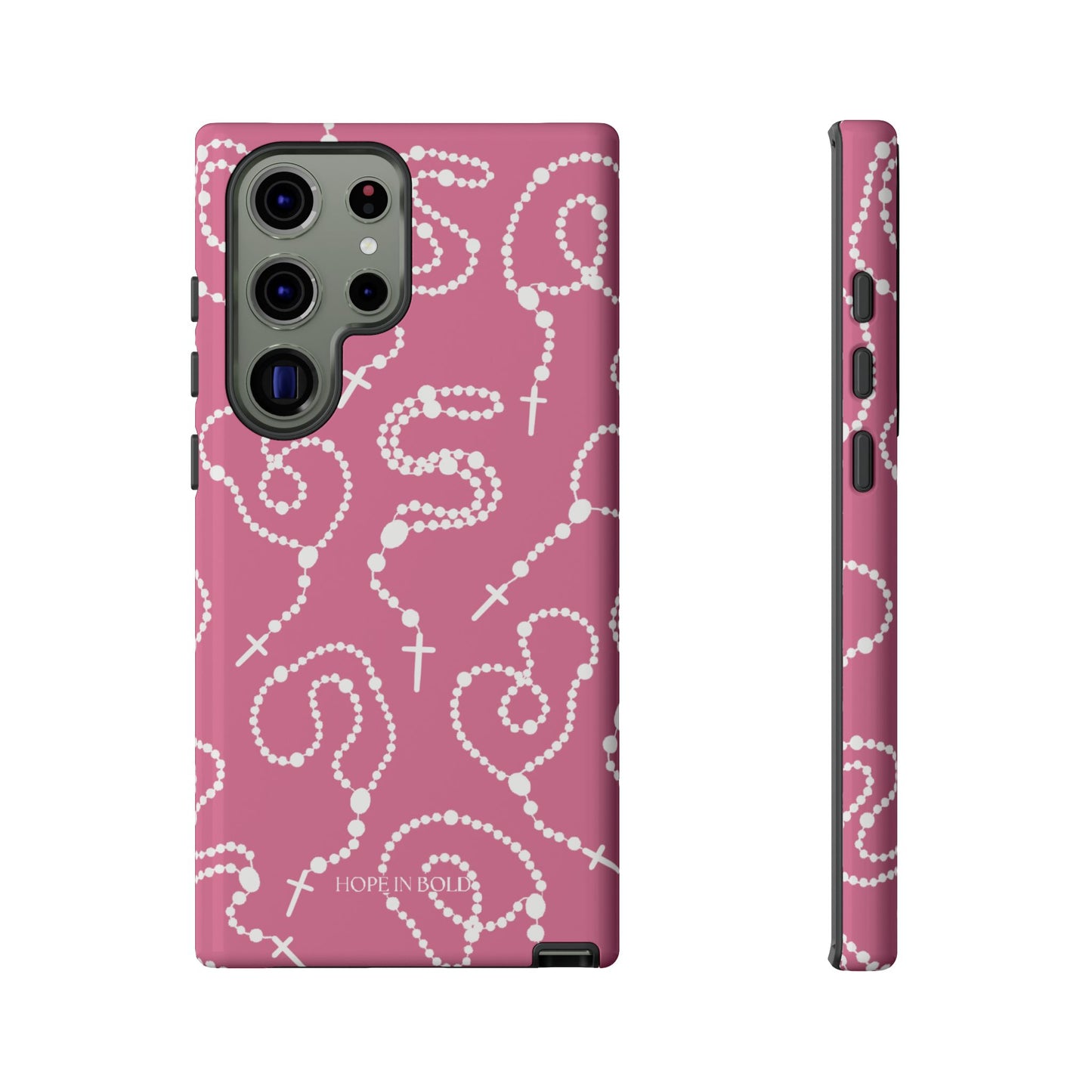 Rosary Phone Case in Pink/Ecru