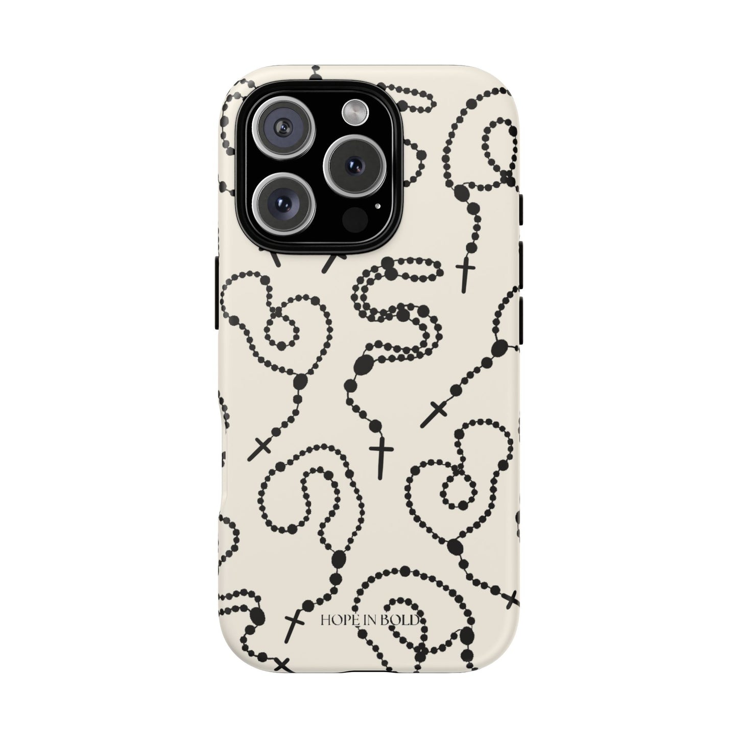 Rosary Phone Case in Ecru/Black