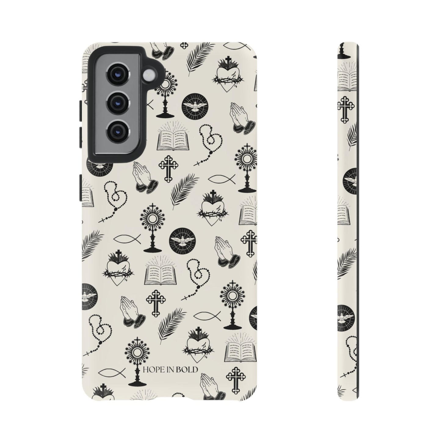 Catholic Toile Phone Case in Ecru/Black