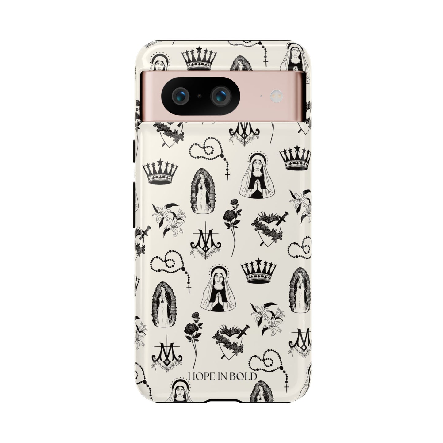 Virgin Mary Toile Phone Case in Ecru/Black