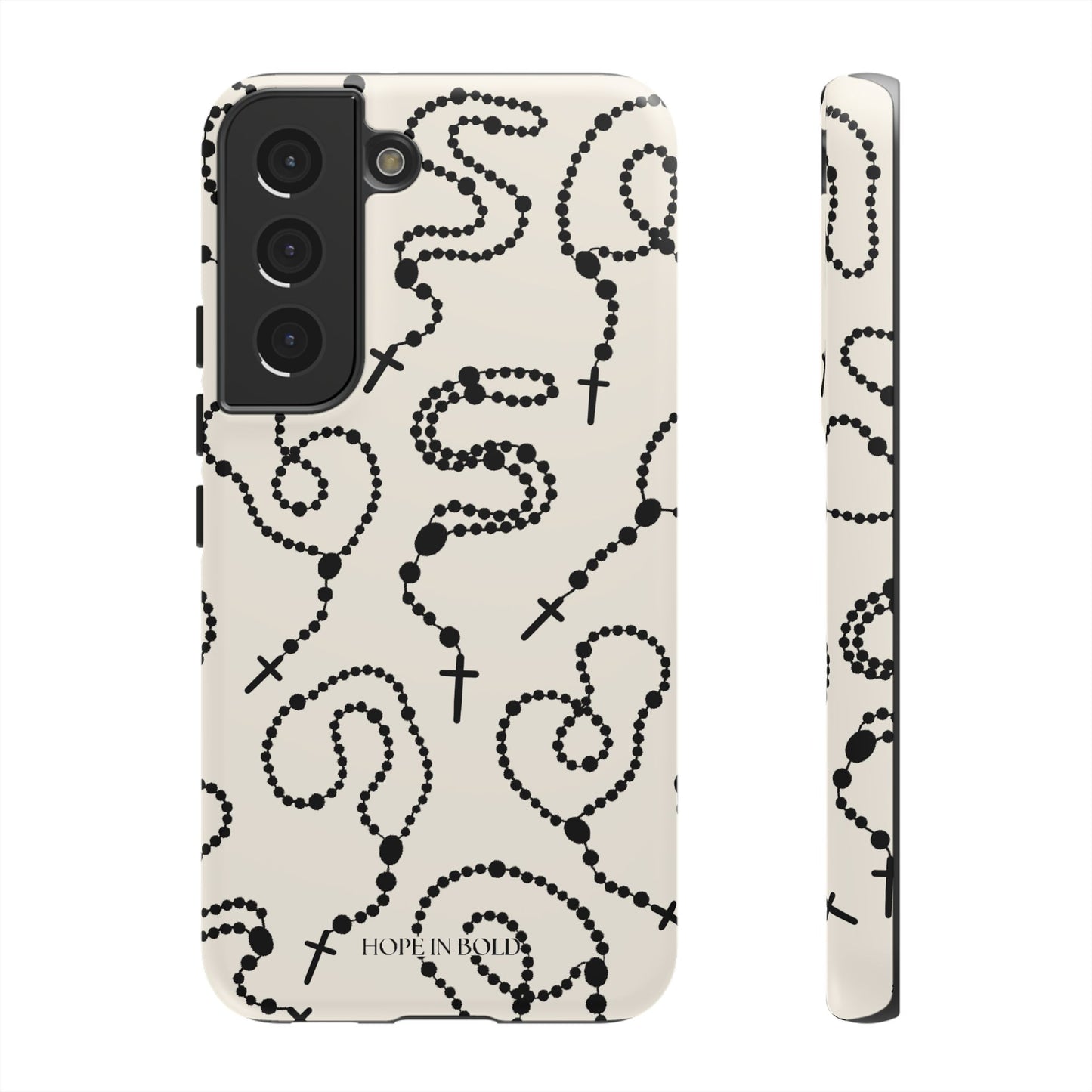 Rosary Phone Case in Ecru/Black