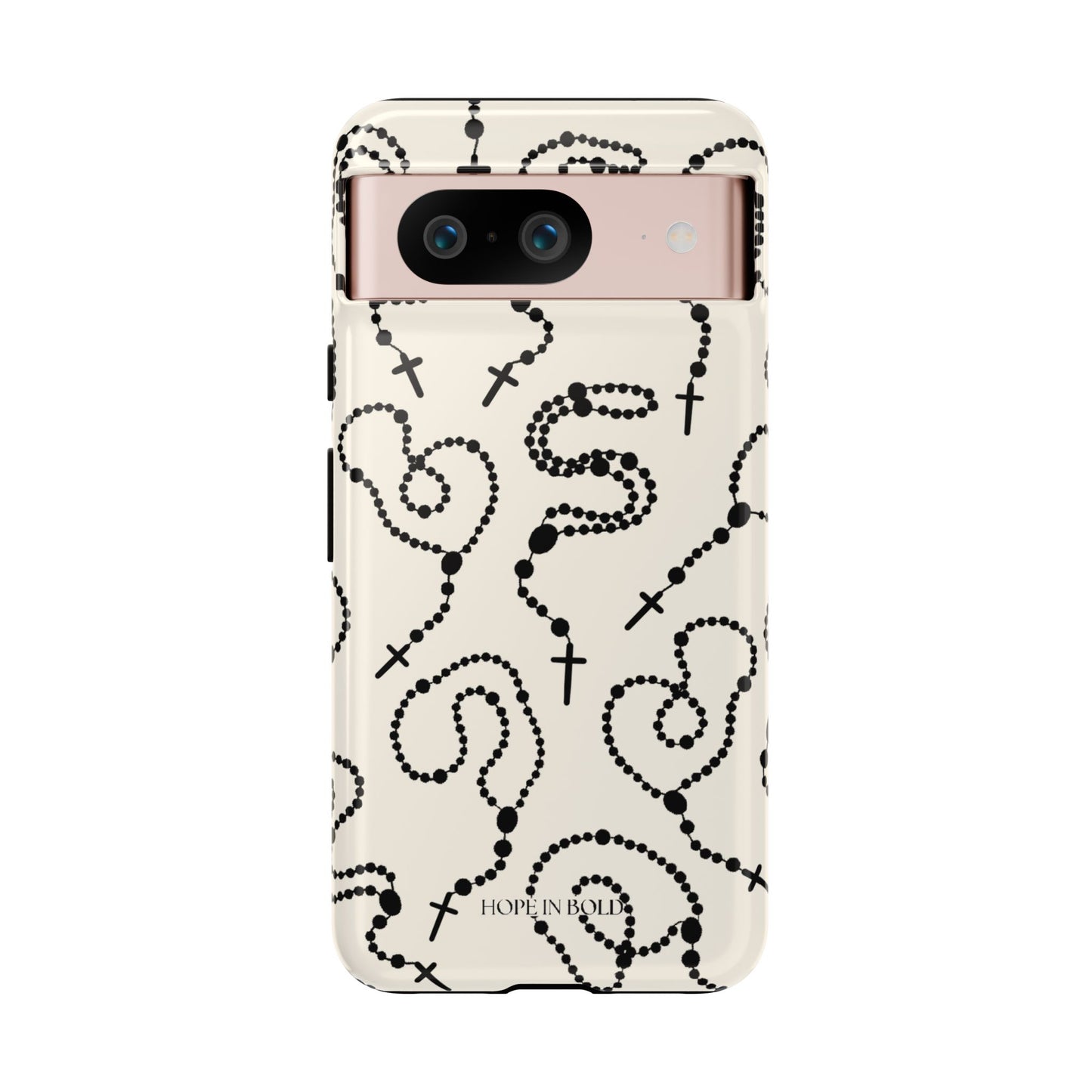 Rosary Phone Case in Ecru/Black