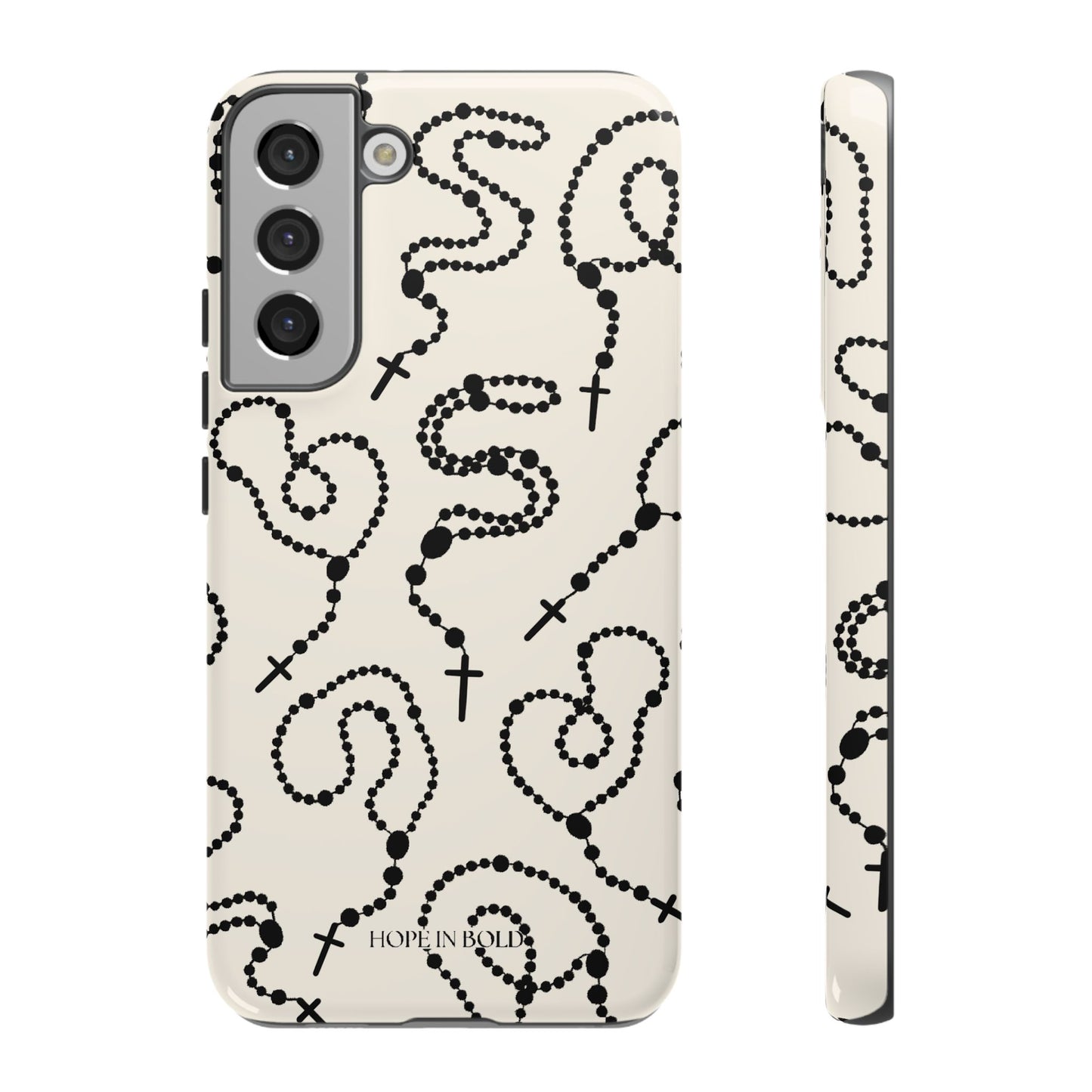 Rosary Phone Case in Ecru/Black