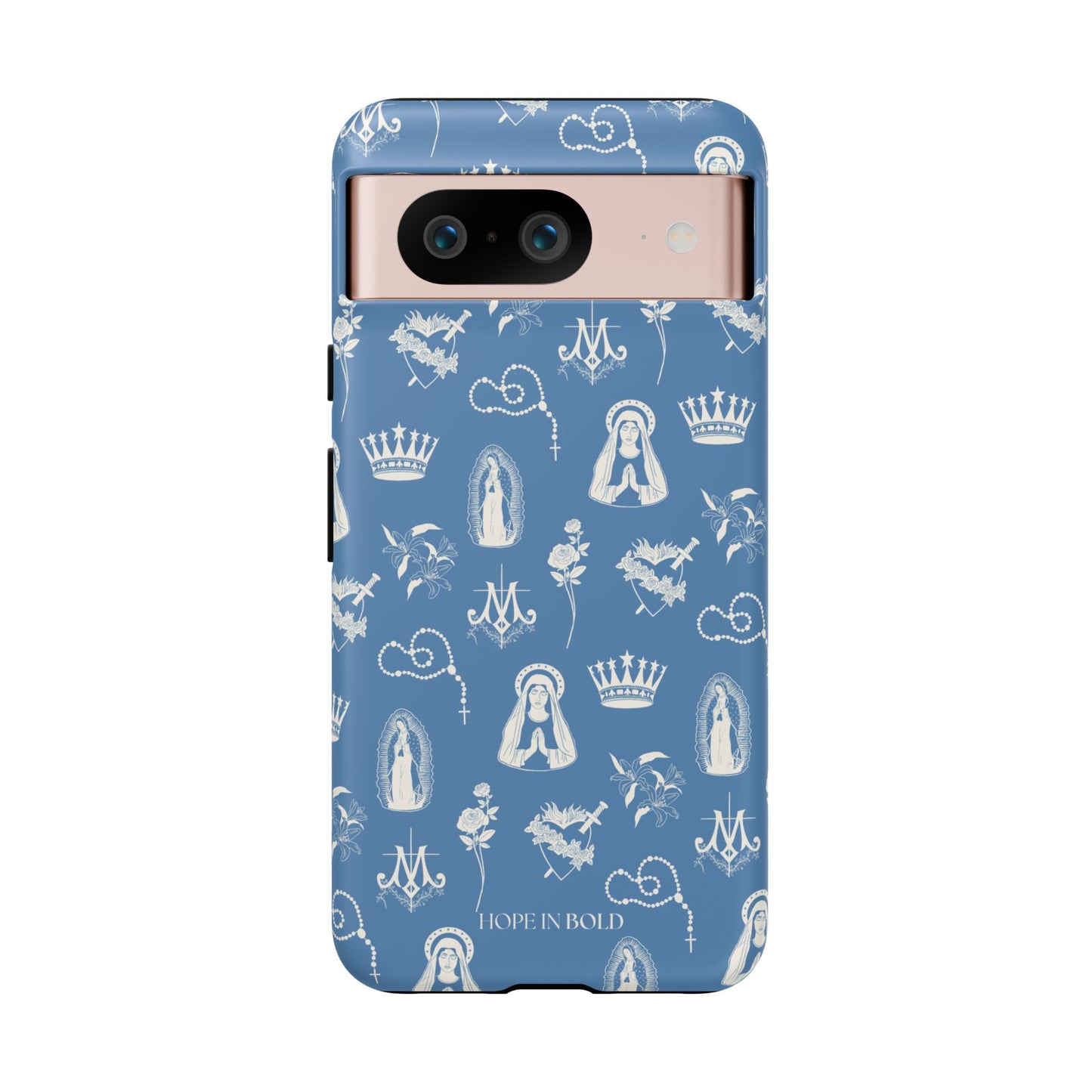 Virgin Mary Toile Phone Case in Sky/Ecru