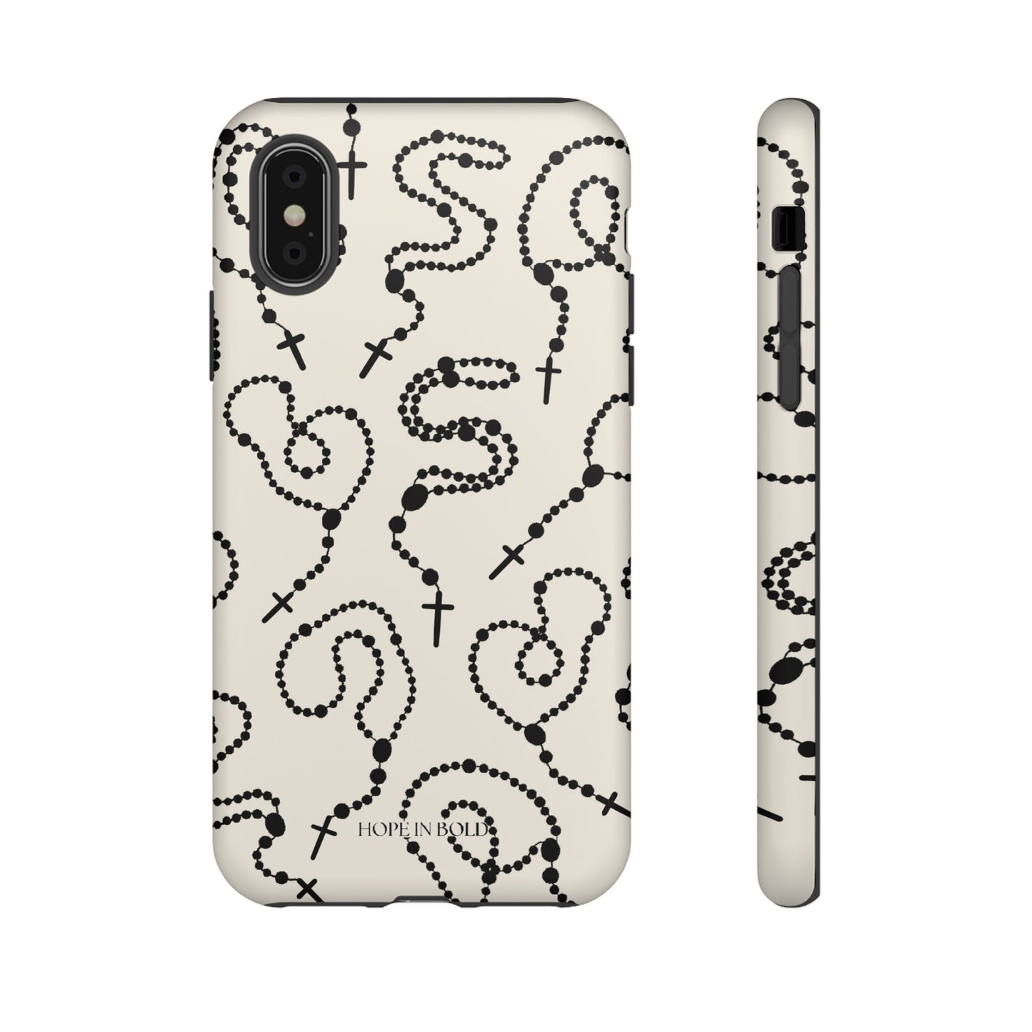 Rosary Phone Case in Ecru/Black