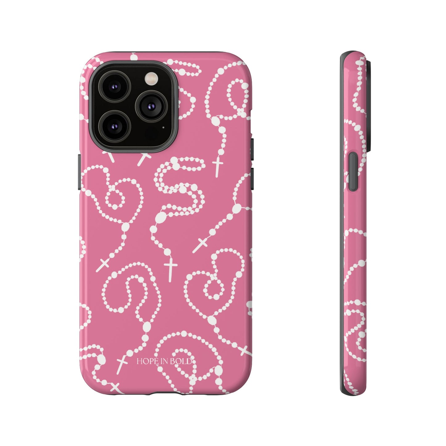 Rosary Phone Case in Pink/Ecru