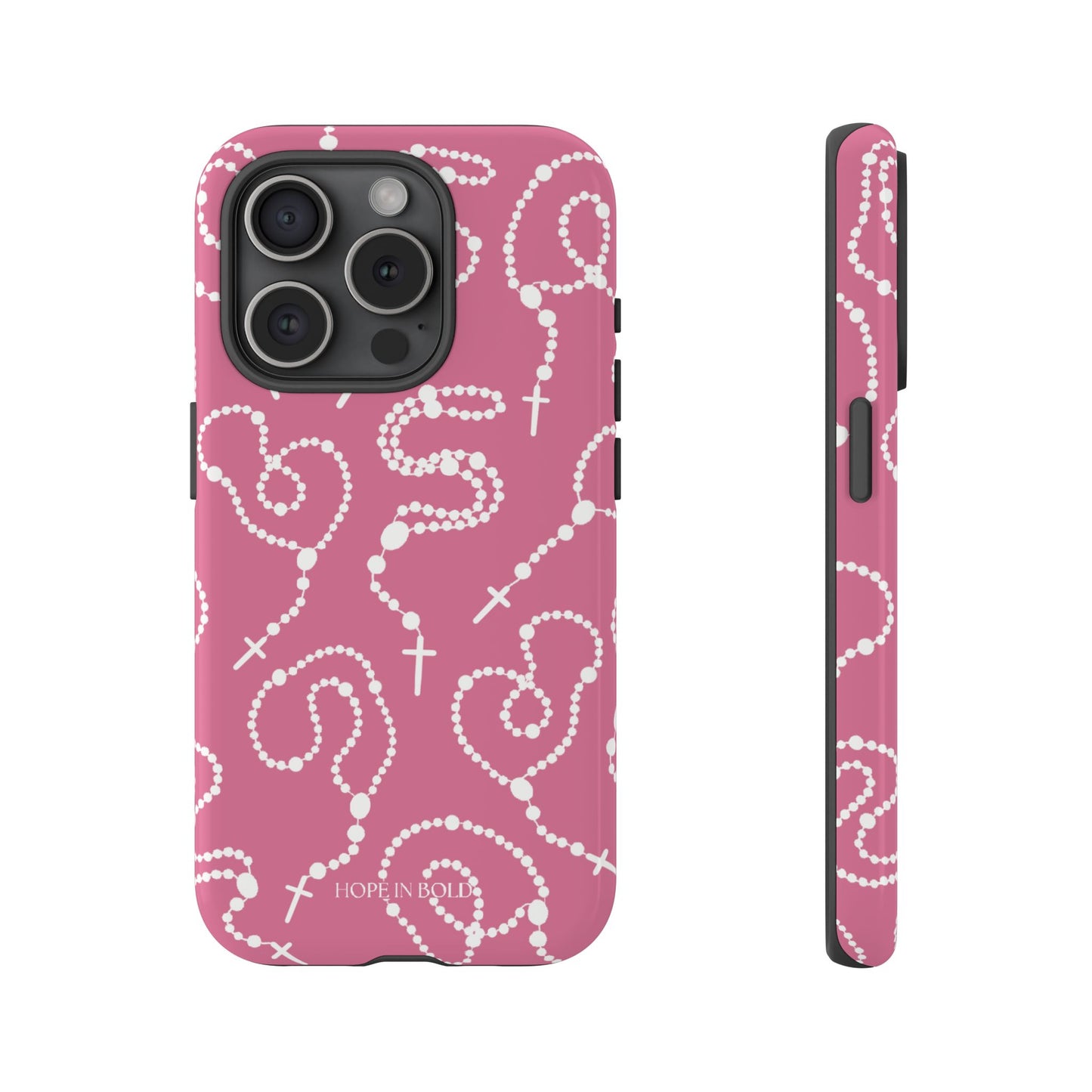 Rosary Phone Case in Pink/Ecru