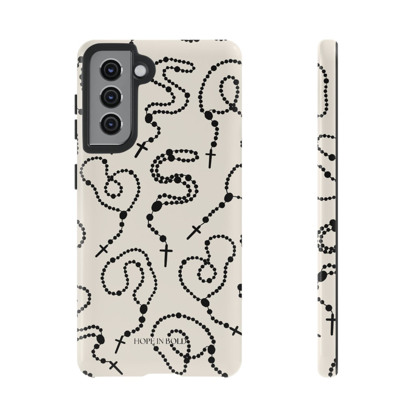 Rosary Phone Case in Ecru/Black